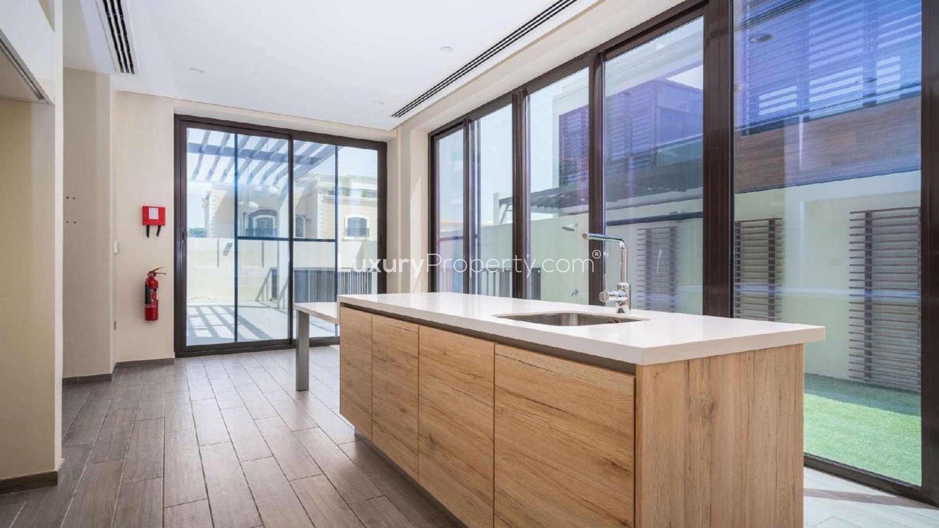 Contemporary 4-bedroom villa exterior in Umm Suqeim 2 with modern design and private pool