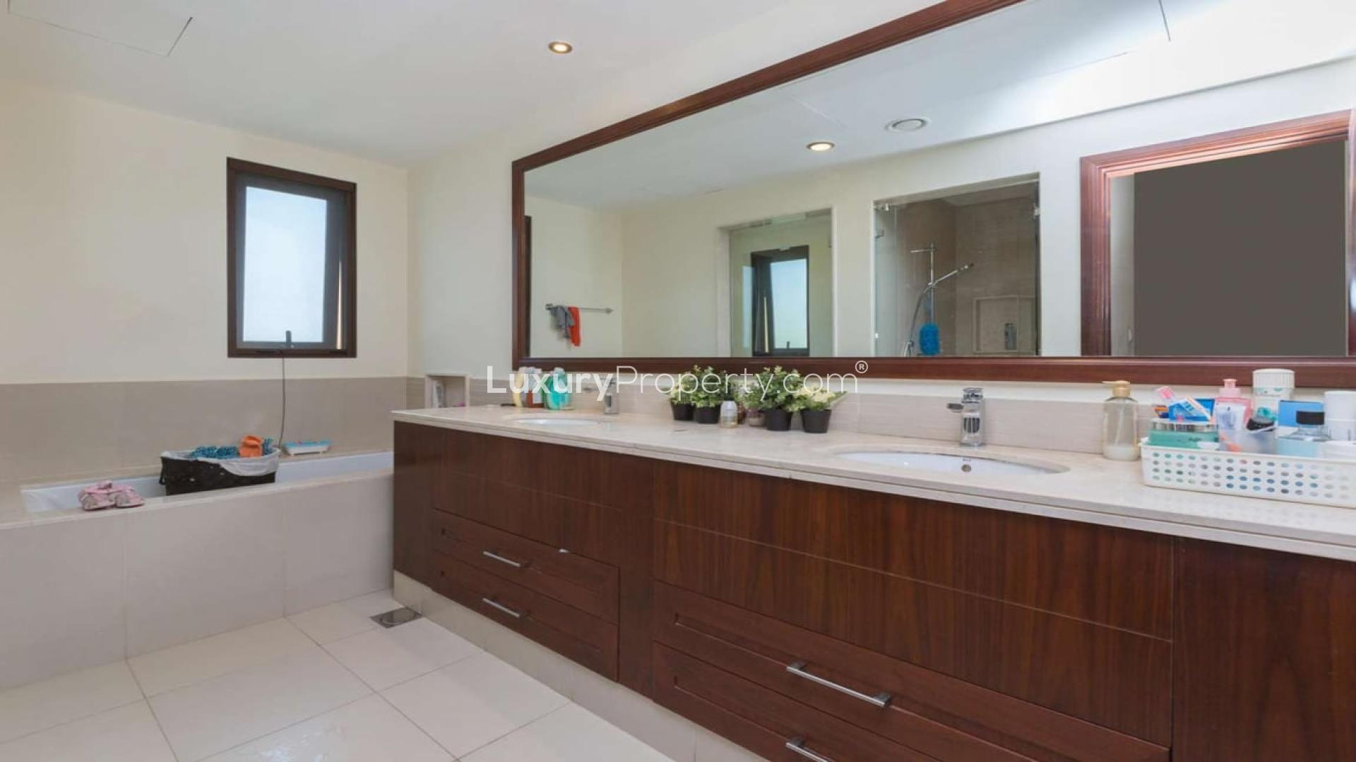 Exterior view of spacious villa garden in Samara, Arabian Ranches 2, for rent