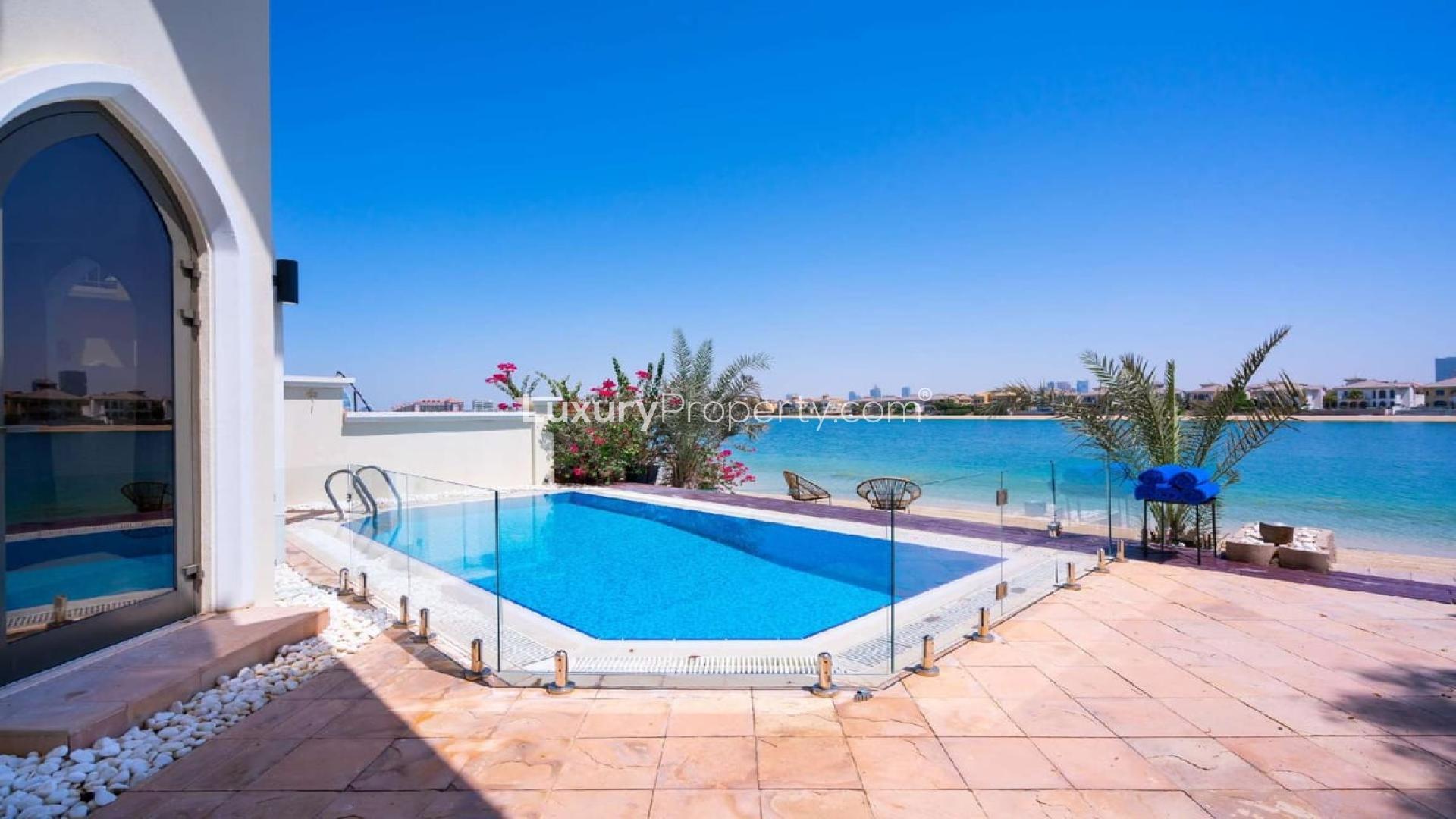 Beachfront villa with private pool overlooking serene waters, Palm Jumeirah, Garden Homes rental