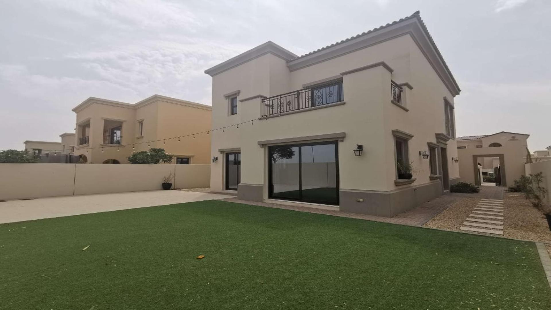 Exclusive 4-bedroom standalone villa exterior in Azalea, Arabian Ranches 2, for rent