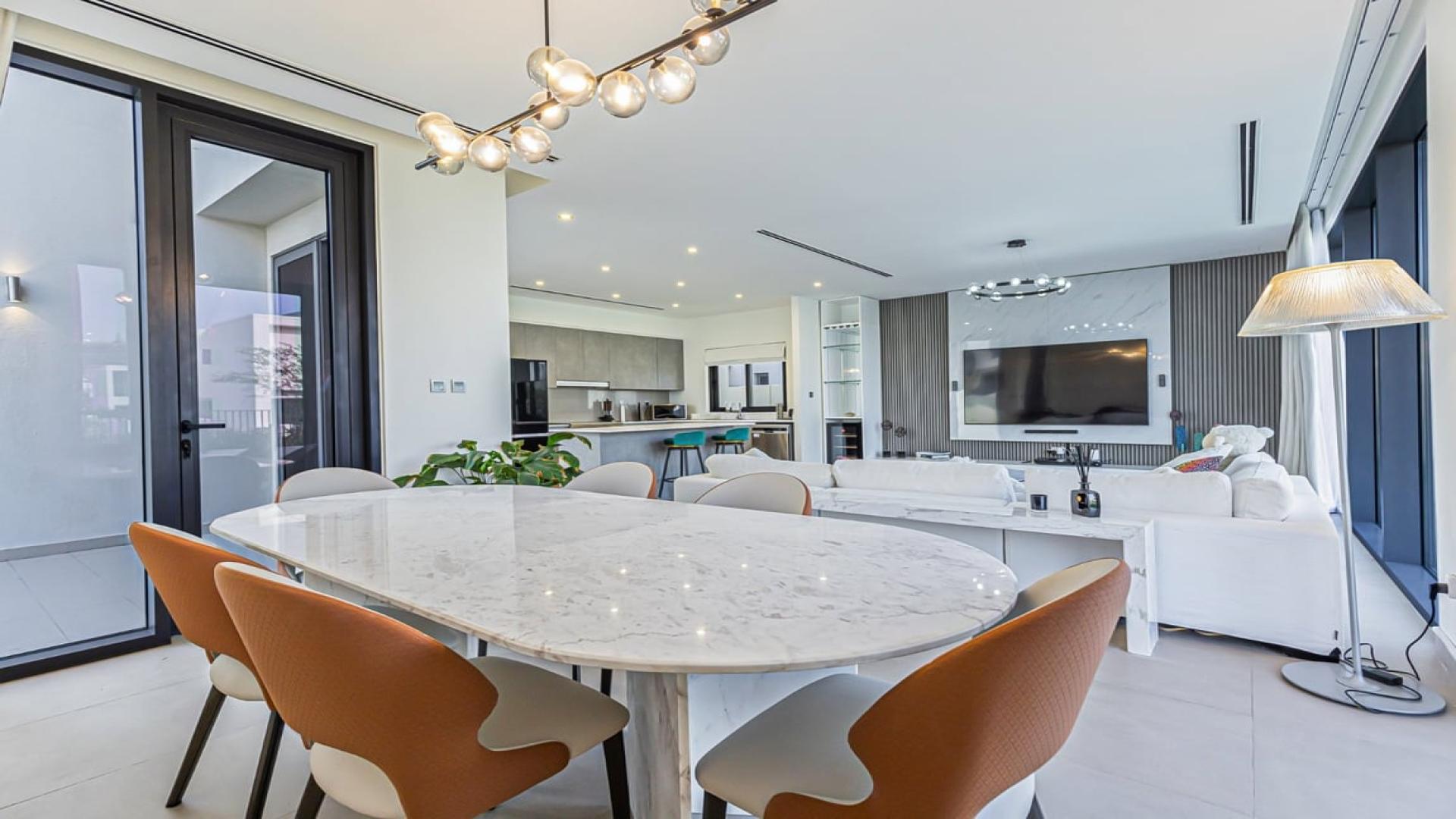 Elegant living room in 4-bedroom villa, Sidra Villas, Dubai Hills Estate, featuring modern decor
