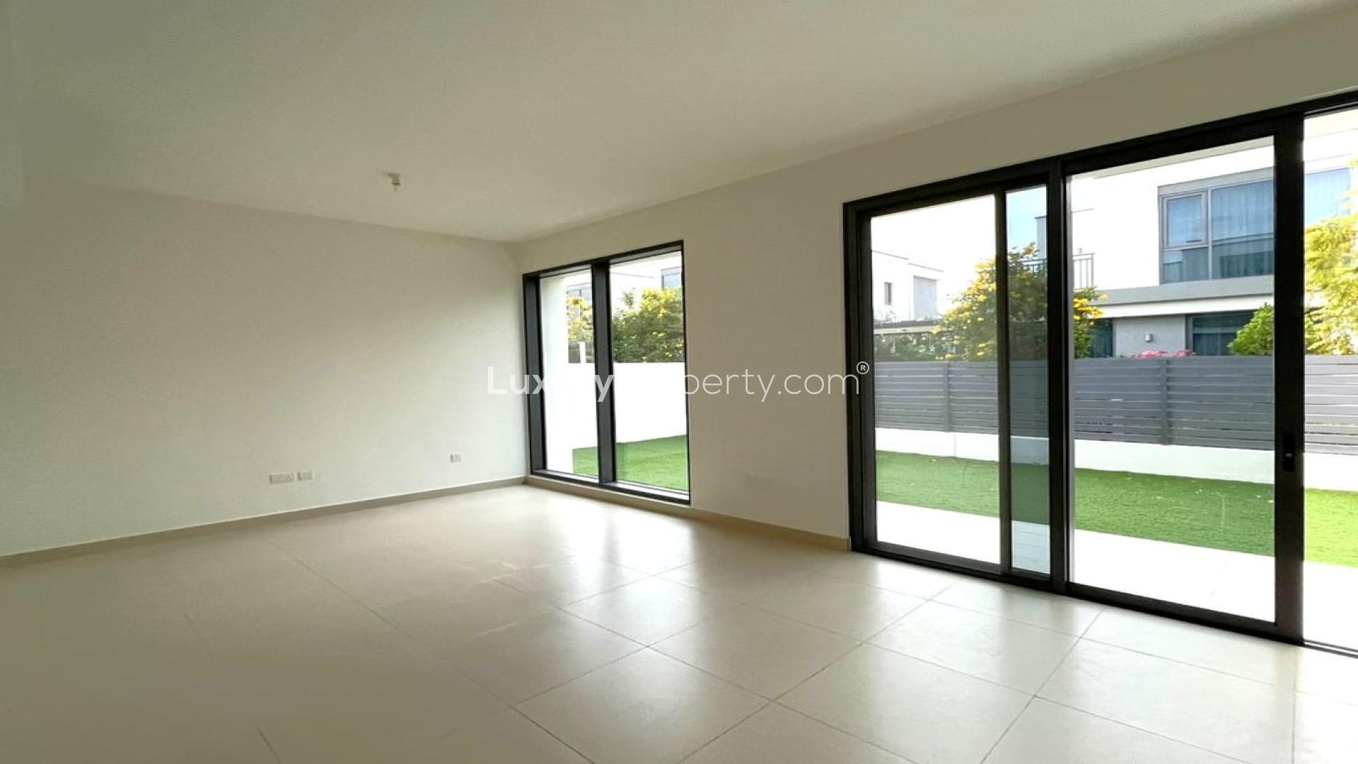 Modern corner villa with green lawn in Maple at Dubai Hills Estate for rent
