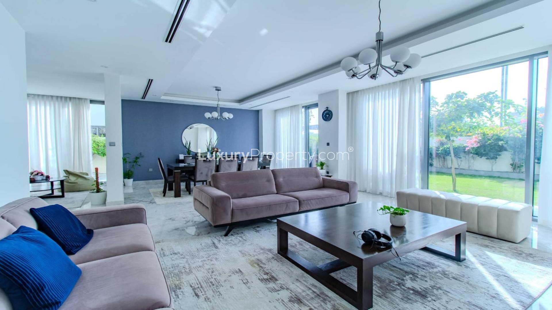 Upgraded 4-bedroom villa exterior with garden in Sidra, Dubai Hills Estate