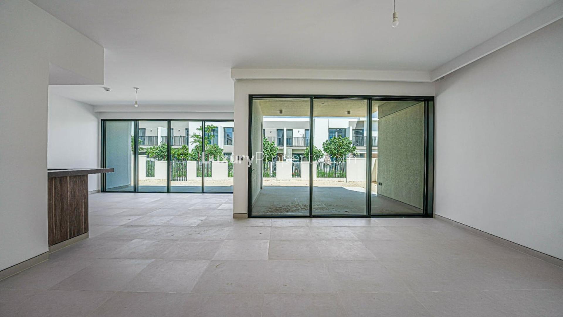 Brand new 4-bedroom villa exterior in Harmony, Tilal Al Ghaf community for rent