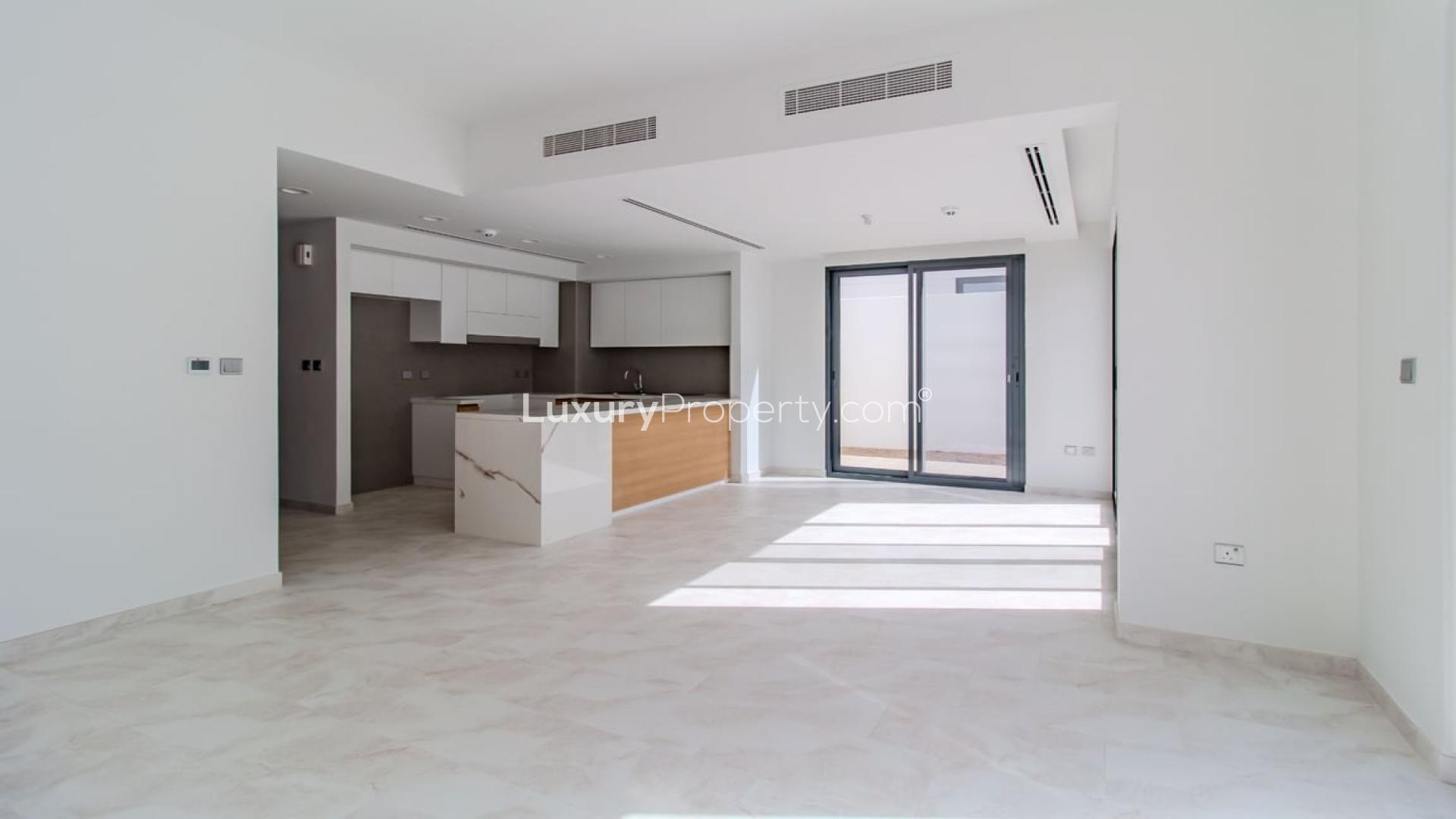 Spacious kitchen and living area in brand new 4-bedroom villa, Villanova, Dubai Land