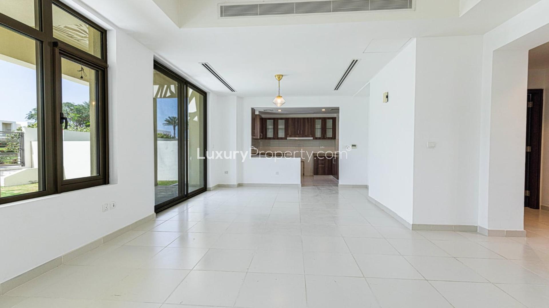 Spacious living area in four-bedroom Mira Oasis villa for rent, Reem community