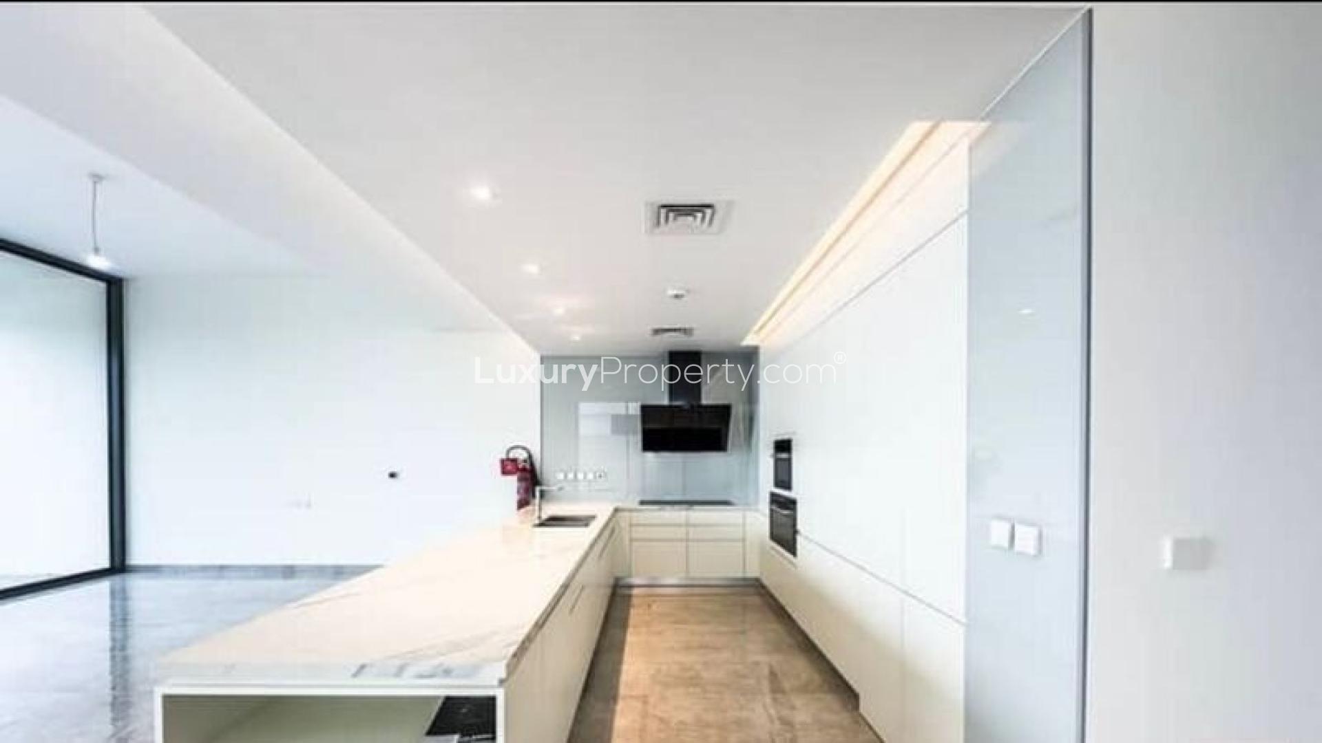 Spacious modern kitchen and living area in District One villa, Mohammed Bin Rashid City