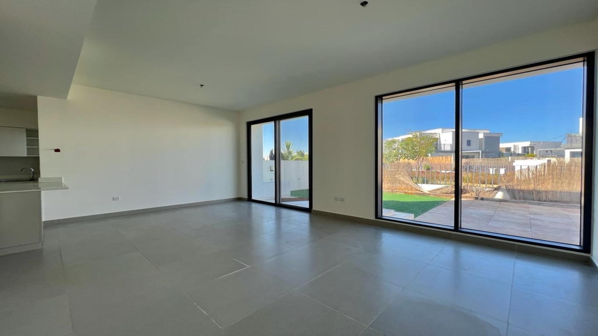 Corner villa exterior with patio, Dubai Hills Estate, Maple sub-community, available for rent