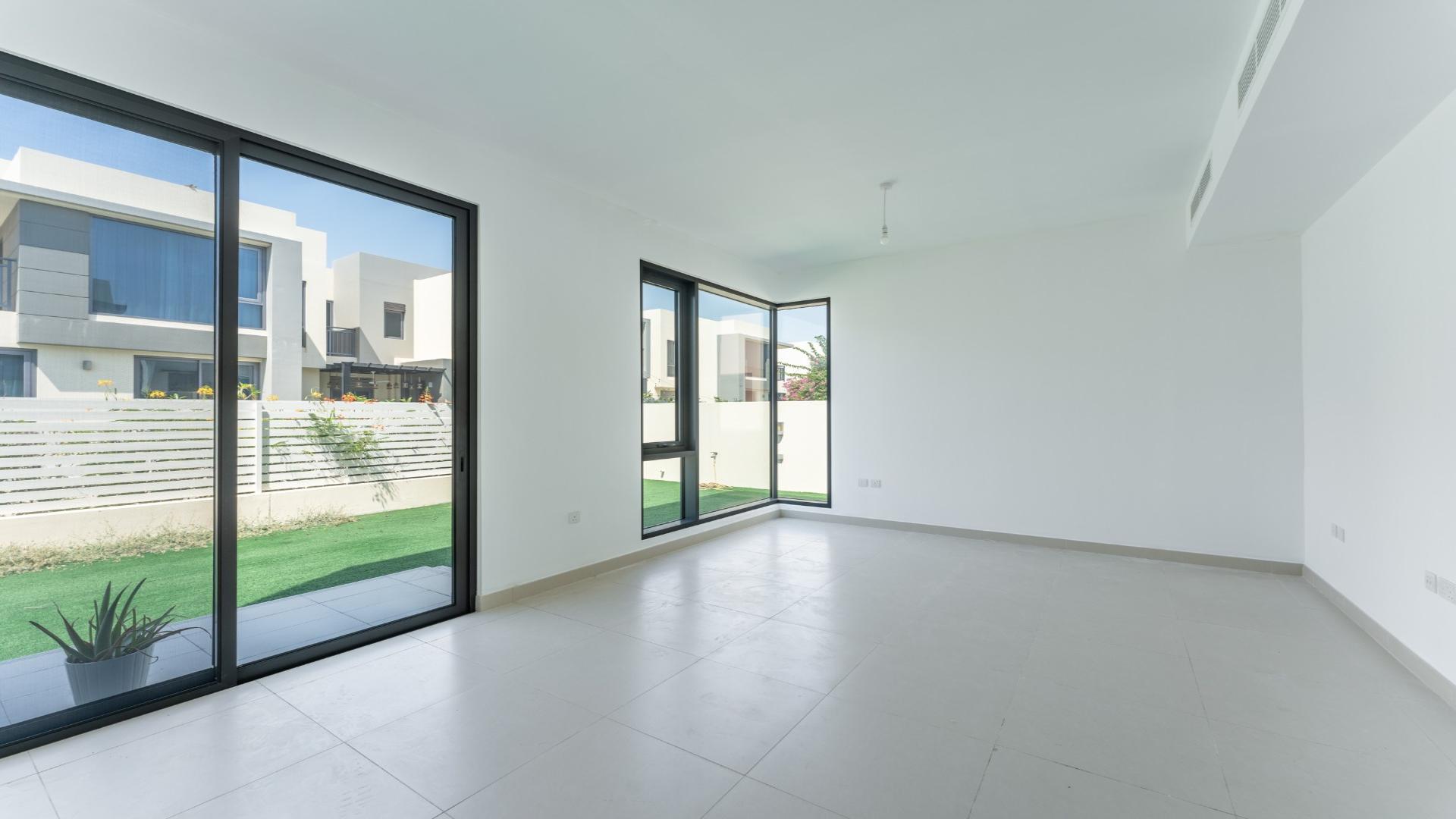 Villa exterior with private garden in Maple at Dubai Hills Estate, available for rent