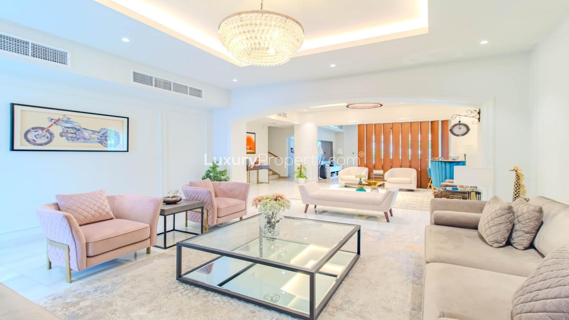Luxurious living room in fully upgraded 4-bedroom villa for rent, Meadows 9