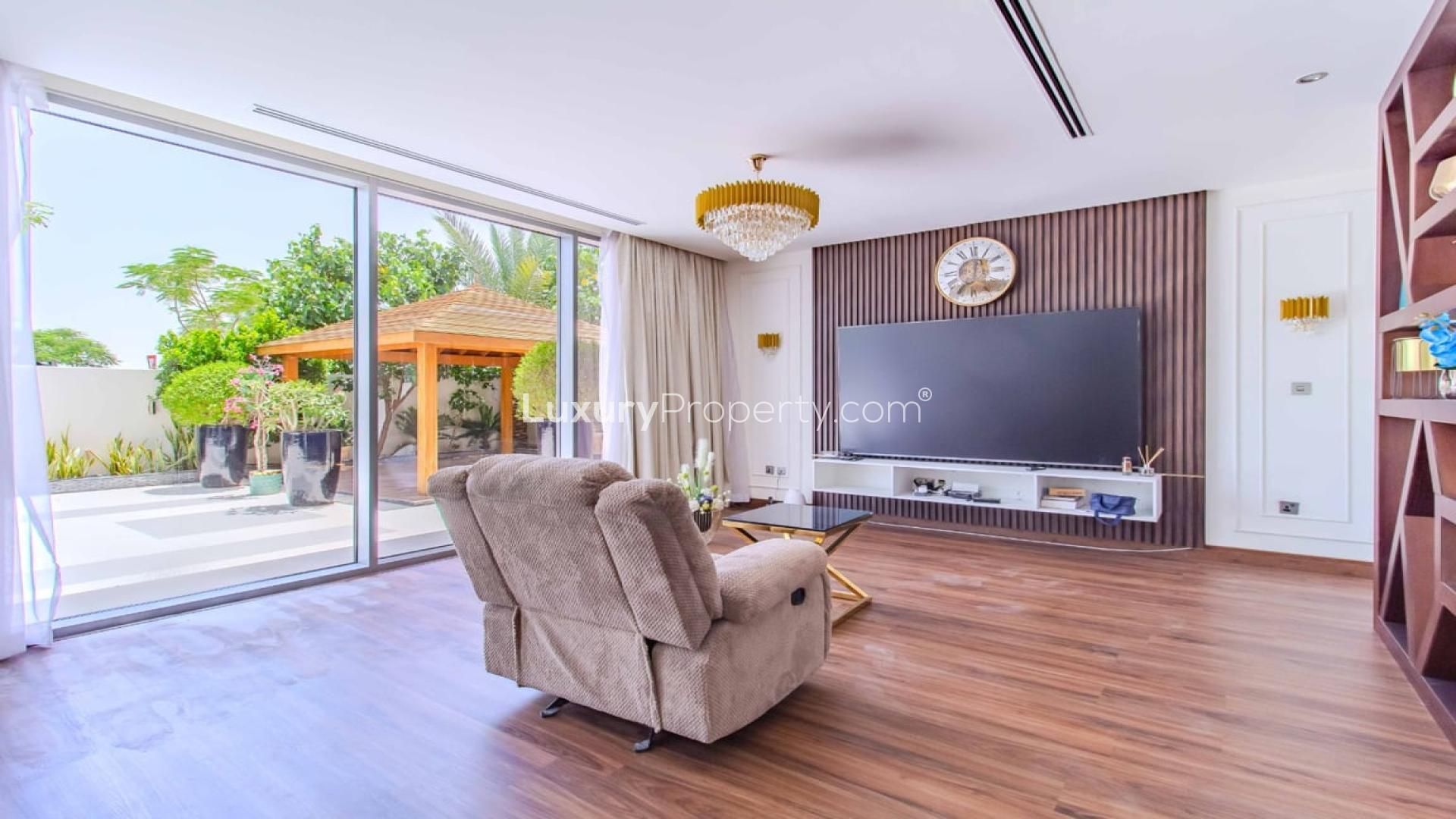 Semi furnished villa living room with elegant decor, Dubai Hills Estate, Sidra Villas
