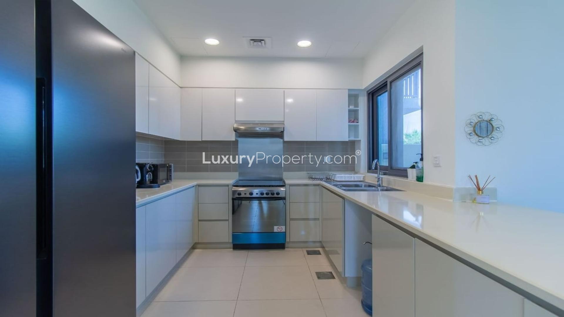 Modern kitchen in furnished 4-bedroom villa, Dubai Hills Estate, Maple At Dubai Hills