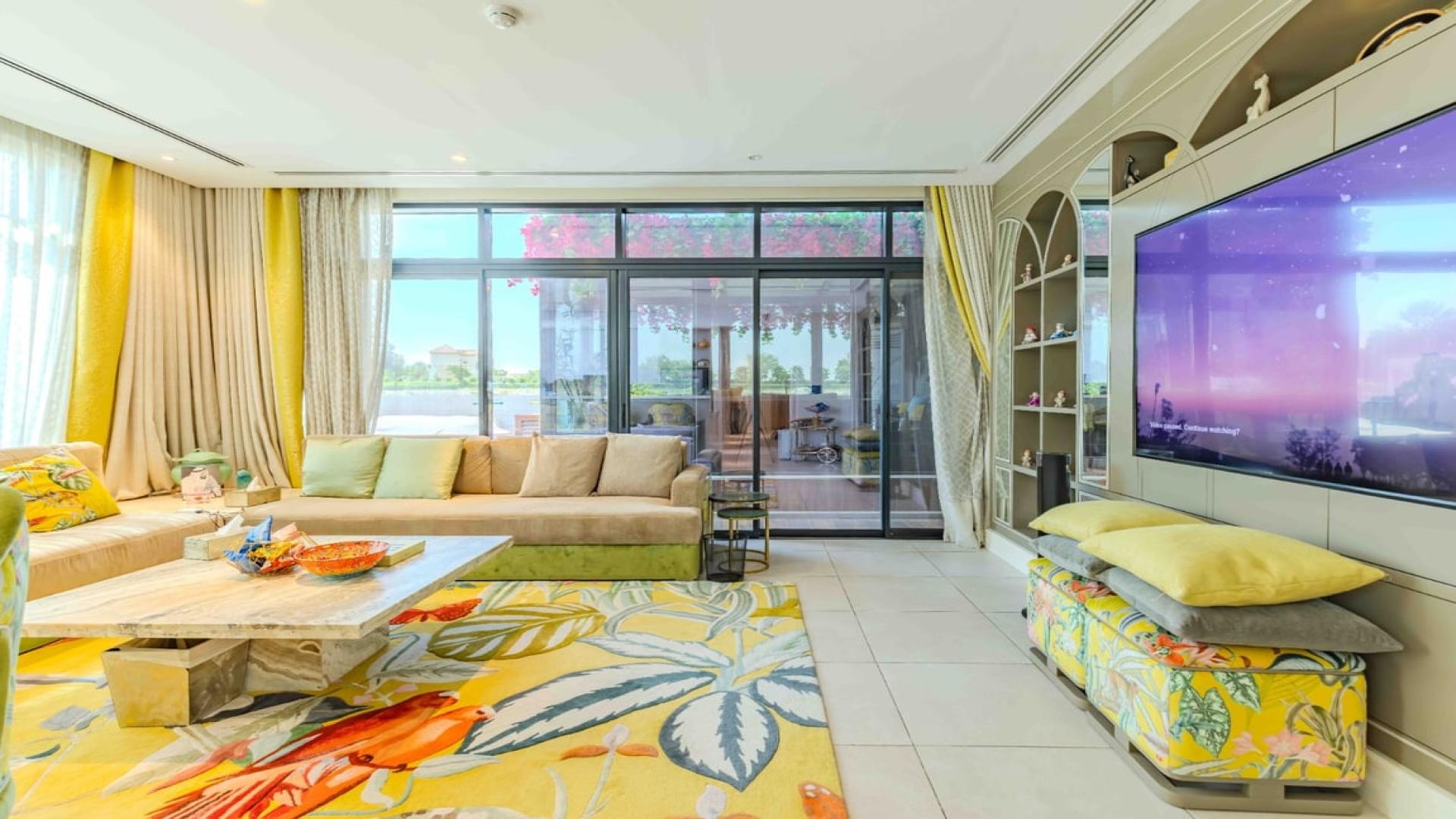 Luxury living room with modern decor in Jumeirah Golf Estates villa for rent