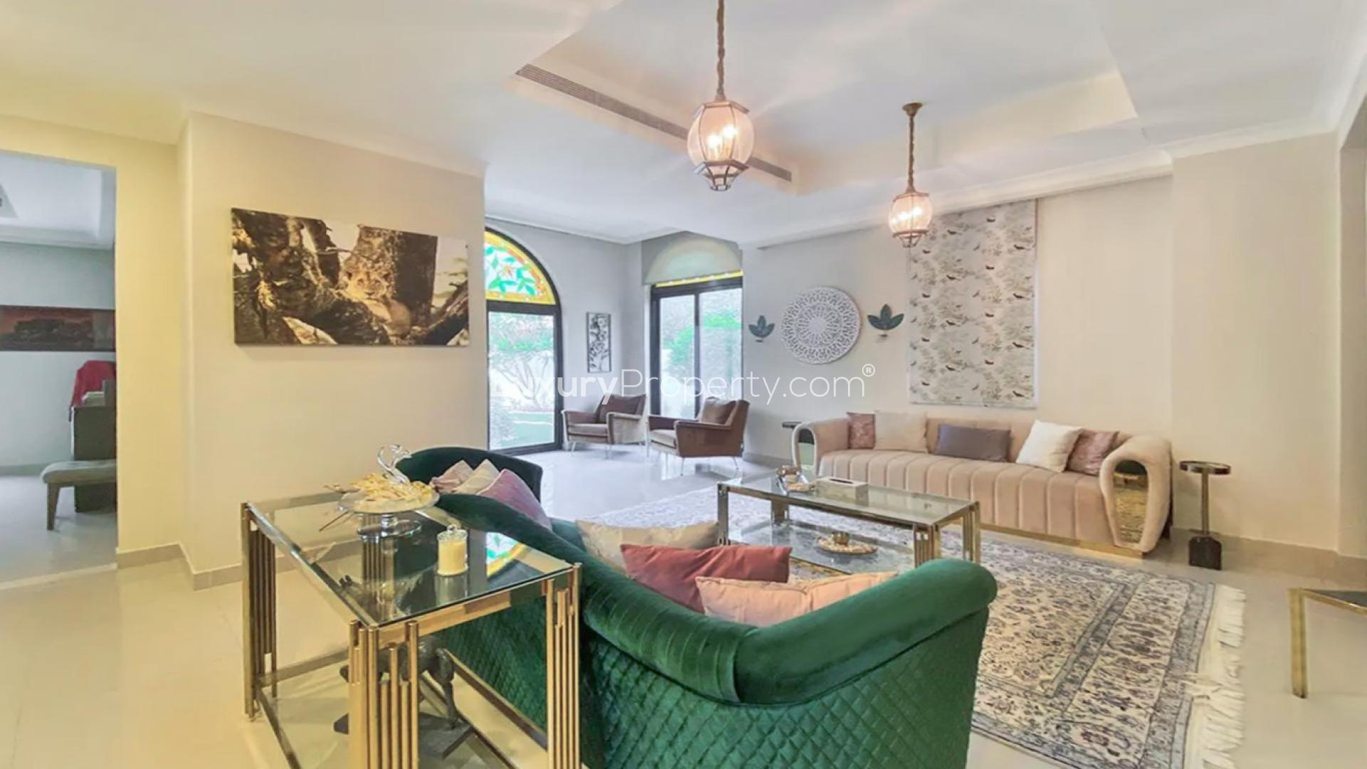 Spacious living room in 4-bedroom villa, Arabian Ranches 2, Rasha community, elegant decor