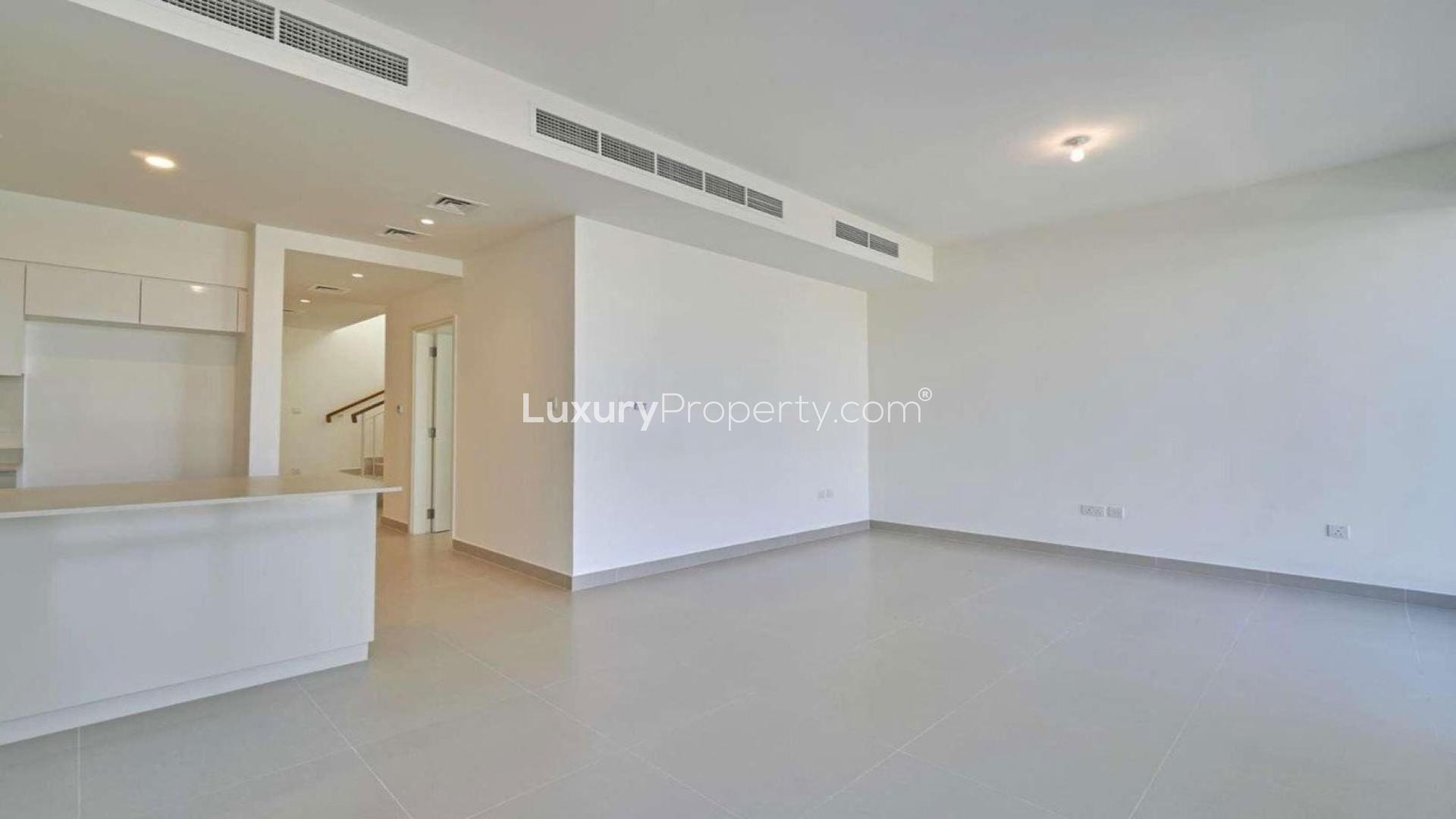 Balcony view from luxurious 4-bedroom villa in Maple 3, Dubai Hills Estate for rent