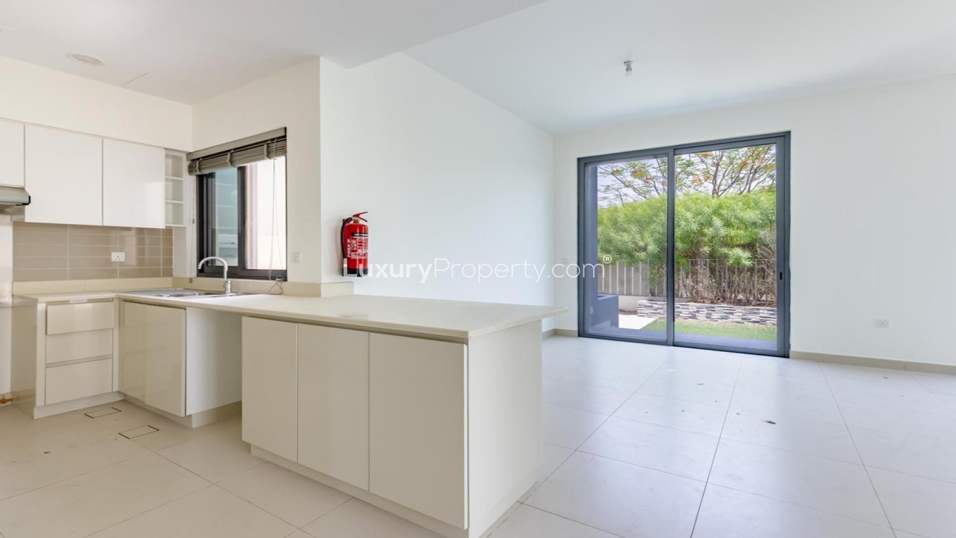 Spacious 4-bedroom villa exterior in Maple 3, Dubai Hills Estate, available for rent