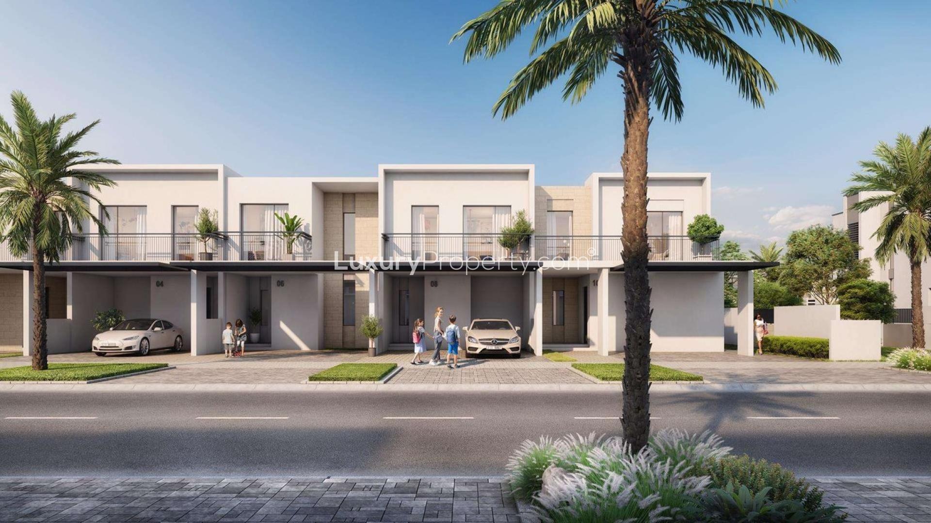 Stunning four-bedroom villa at Expo Golf Villas, Emaar South with lush landscaping and modern design
