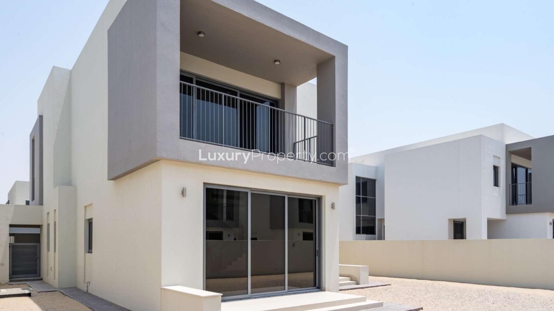 Modern kitchen and staircase in Sidra 1 Villa, Dubai Hills Estate for rent