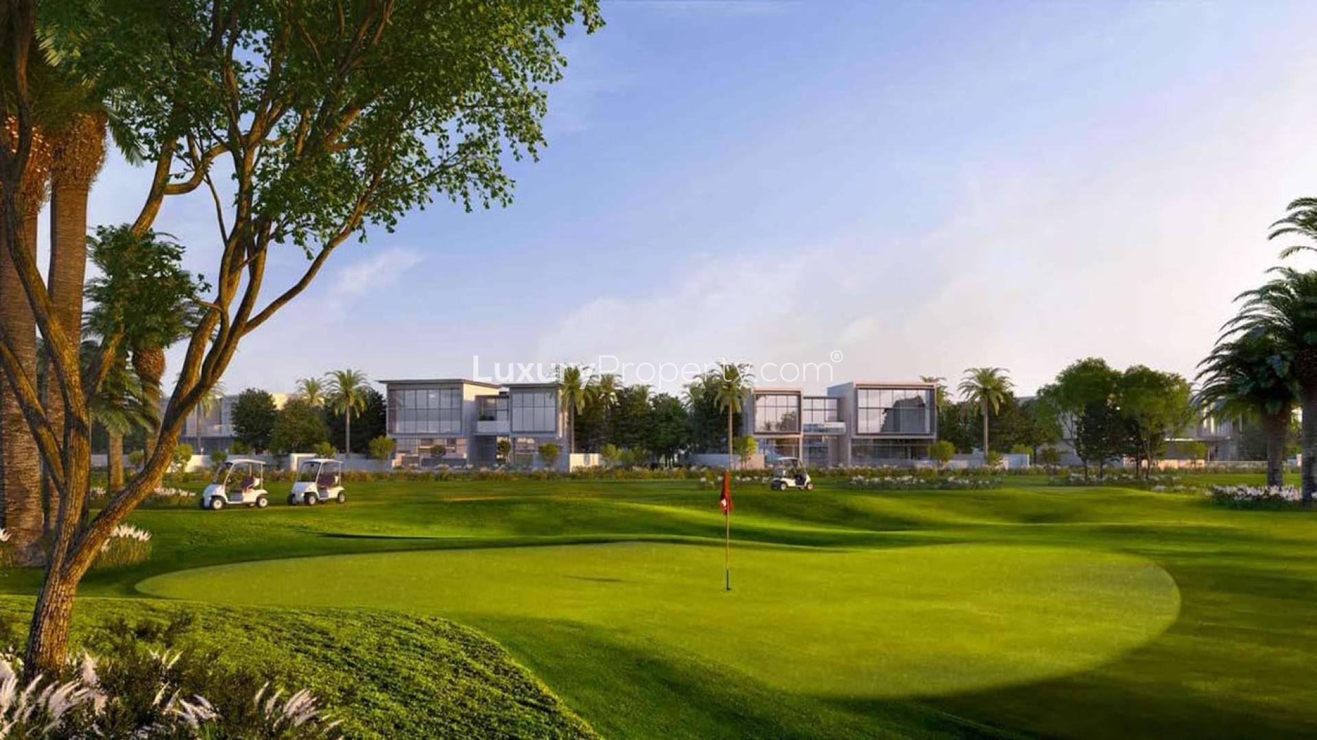 Luxurious living room in 4-bedroom villa, Golf Place, Dubai Hills Estate, with stunning views