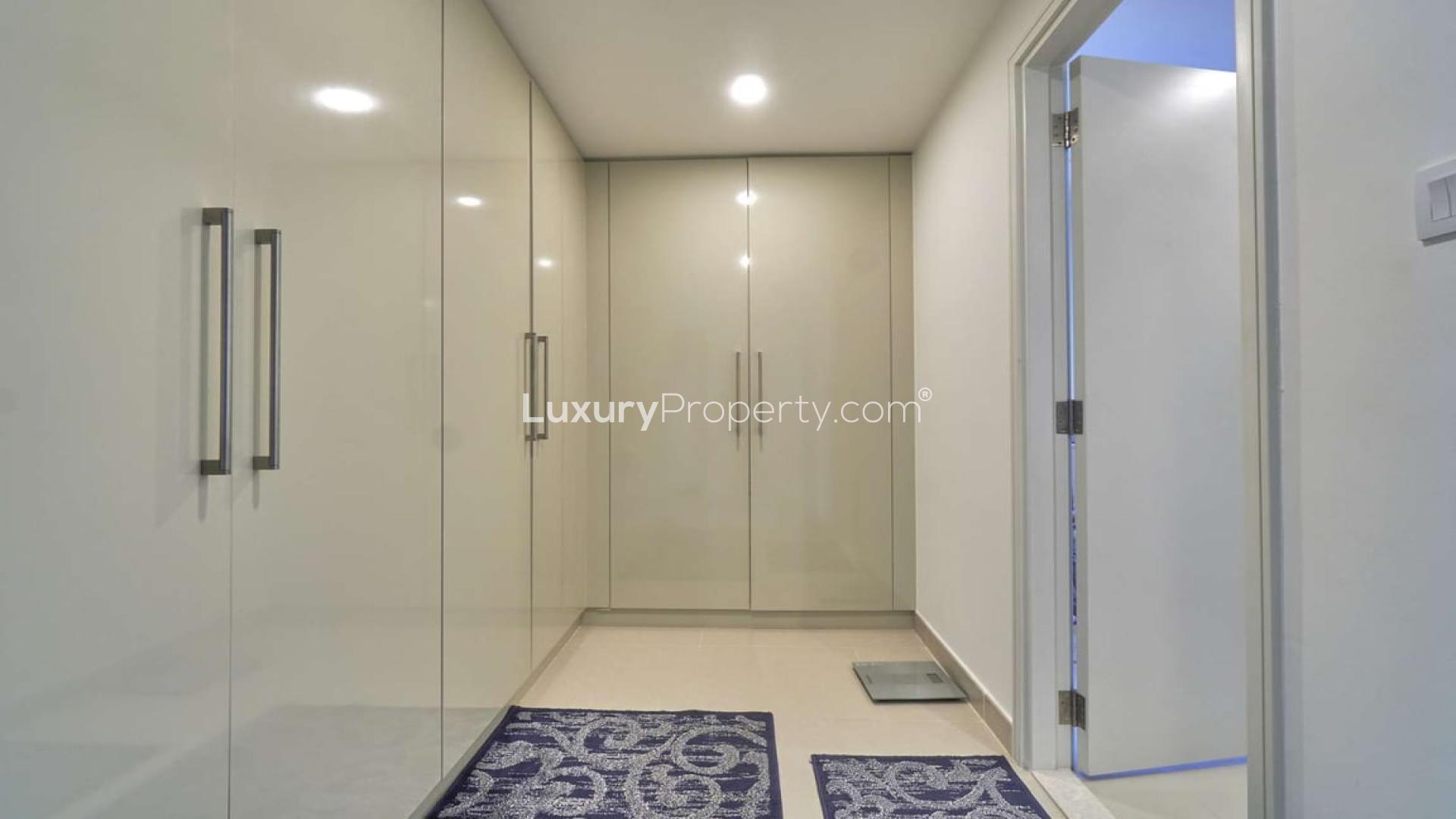 Upgraded four-bedroom townhouse exterior with garden in Maple, Dubai Hills Estate