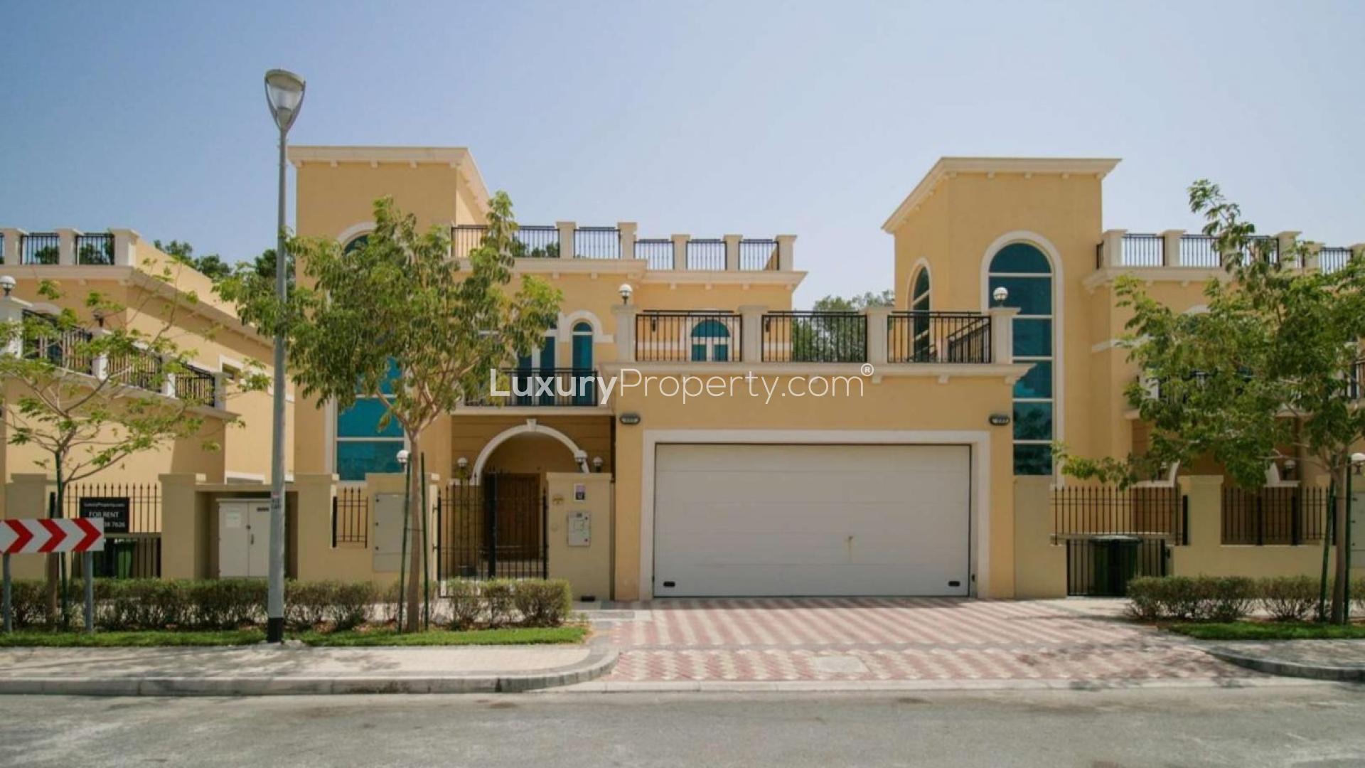 Four-bed villa exterior in Legacy Nova Villas, Jumeirah Park, for sale