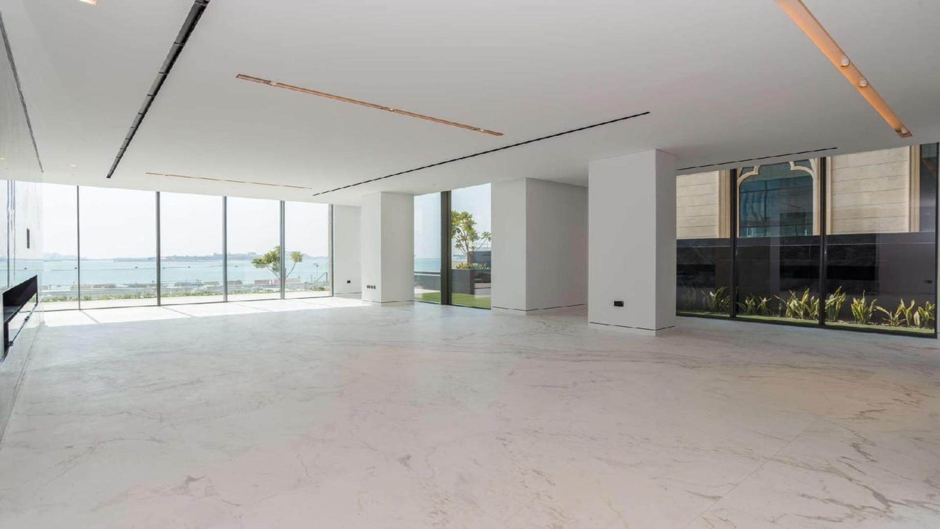 Luxurious villa interior with marble flooring and sea view in Palm Jumeirah, Dubai