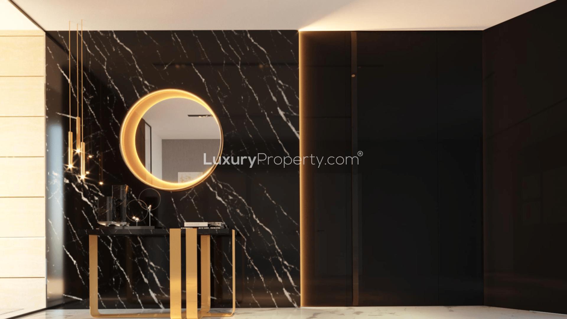 Luxurious marble entrance with modern lighting in Palm Jumeirah Garden Home Villa