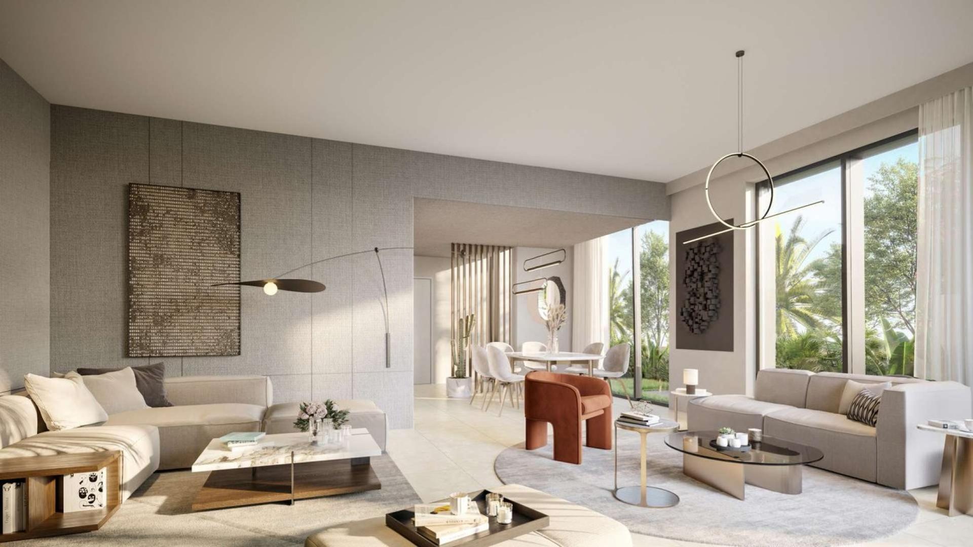 Modern living room in brand new 4-bedroom villa, Aura, Tilal Al Ghaf