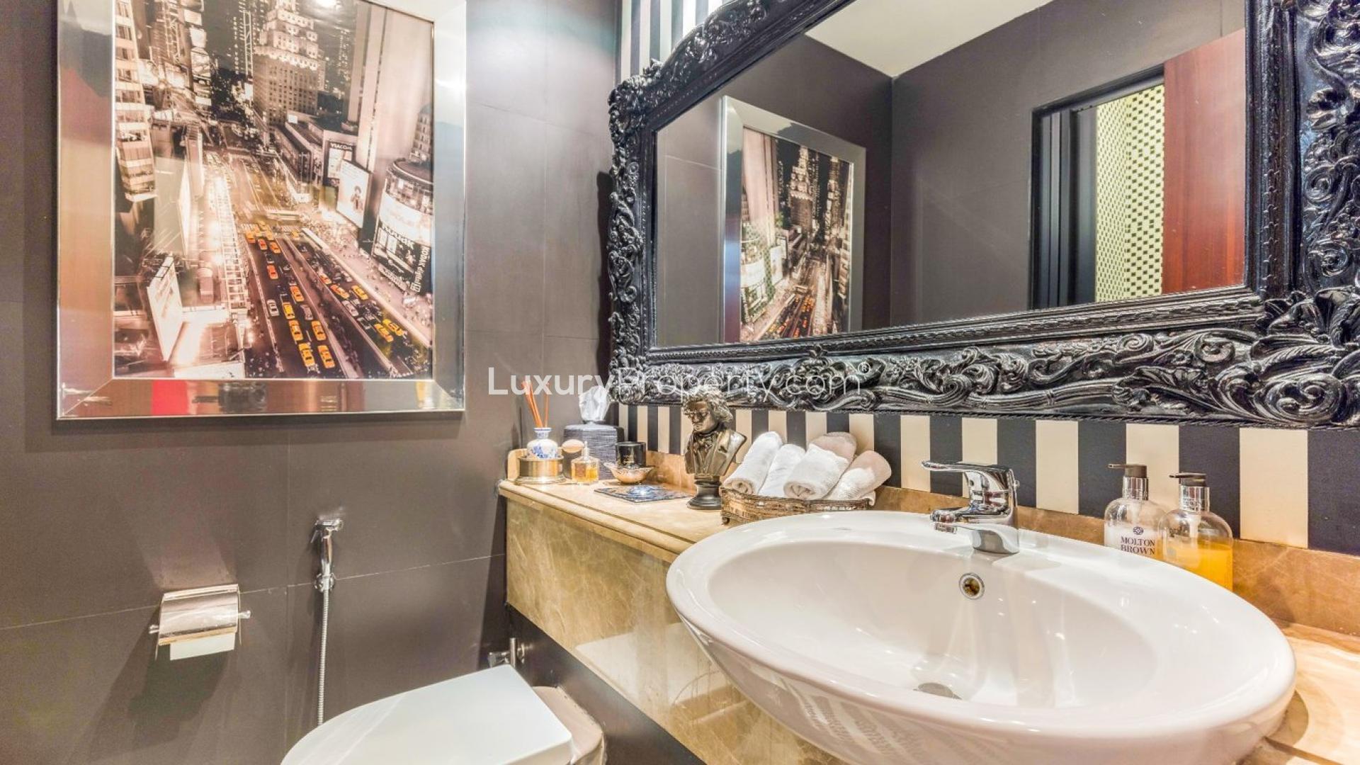 Beautiful garden view of a villa in Saheel, Arabian Ranches, with lush greenery