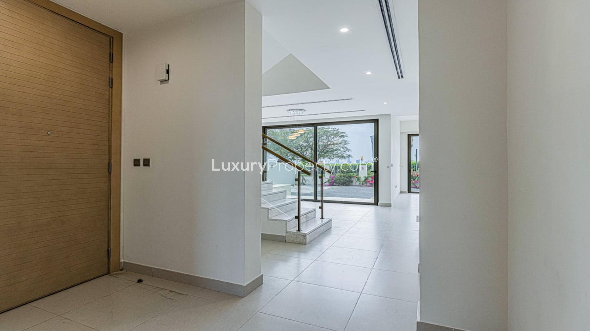 Spacious balcony view of lush greenery, Sidra Villas, Dubai Hills Estate, luxury villa for sale