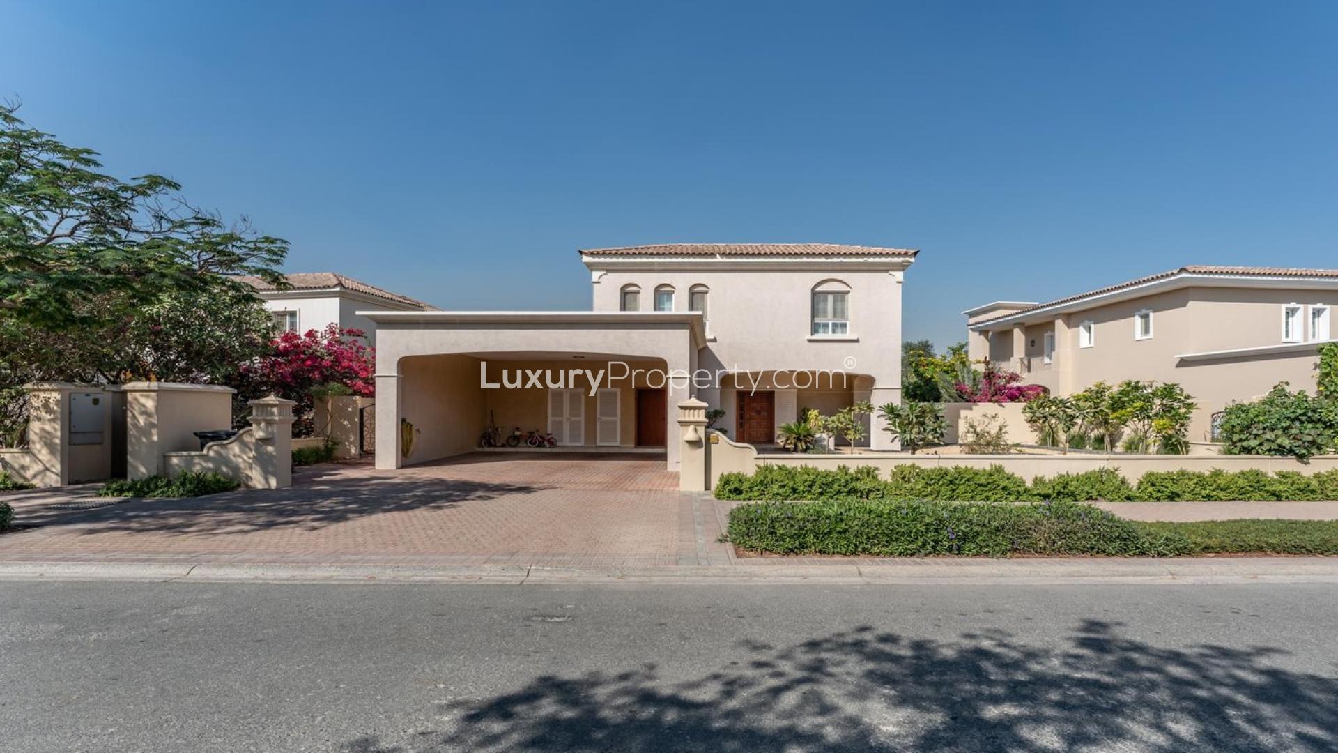 Spacious living room in Mirador villa, Arabian Ranches, with modern decor and large windows