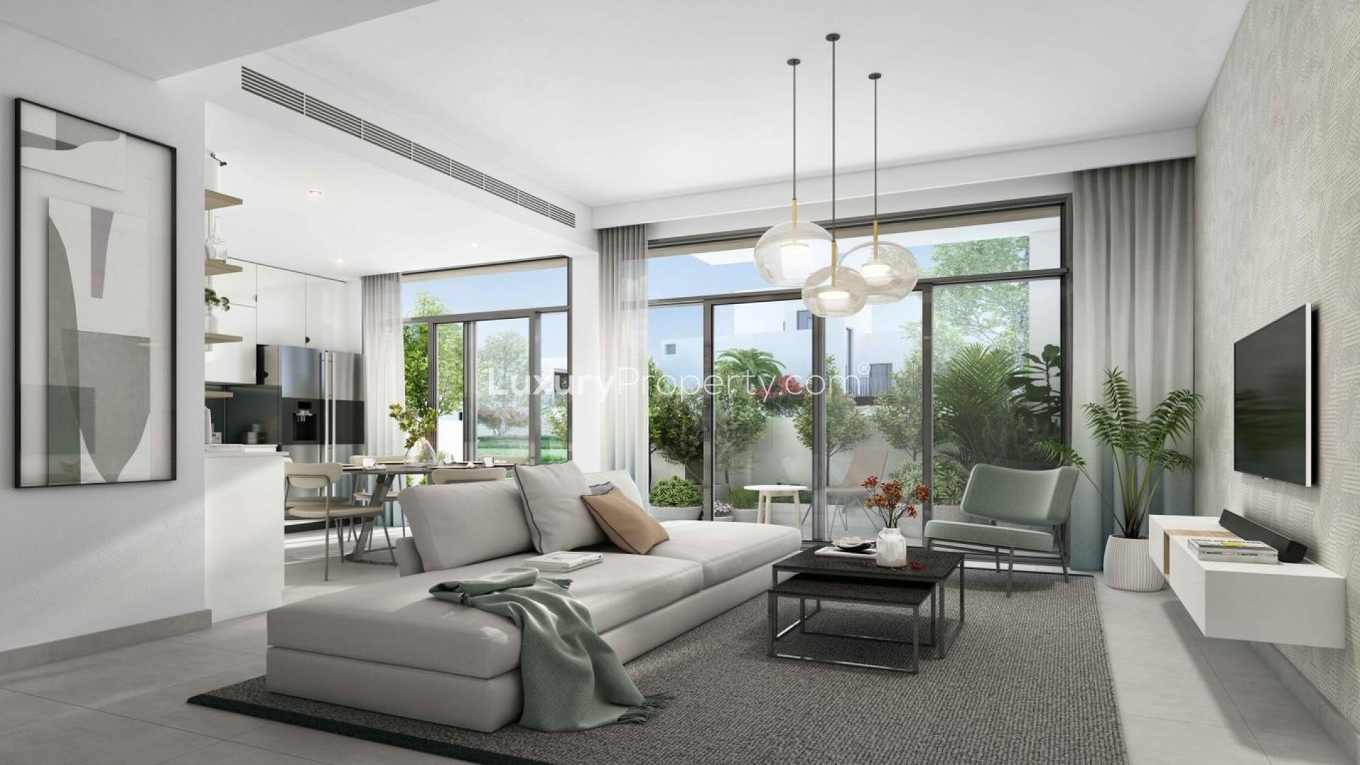 Elegant living room in 4-bedroom villa, Bliss, Arabian Ranches 3, with modern decor