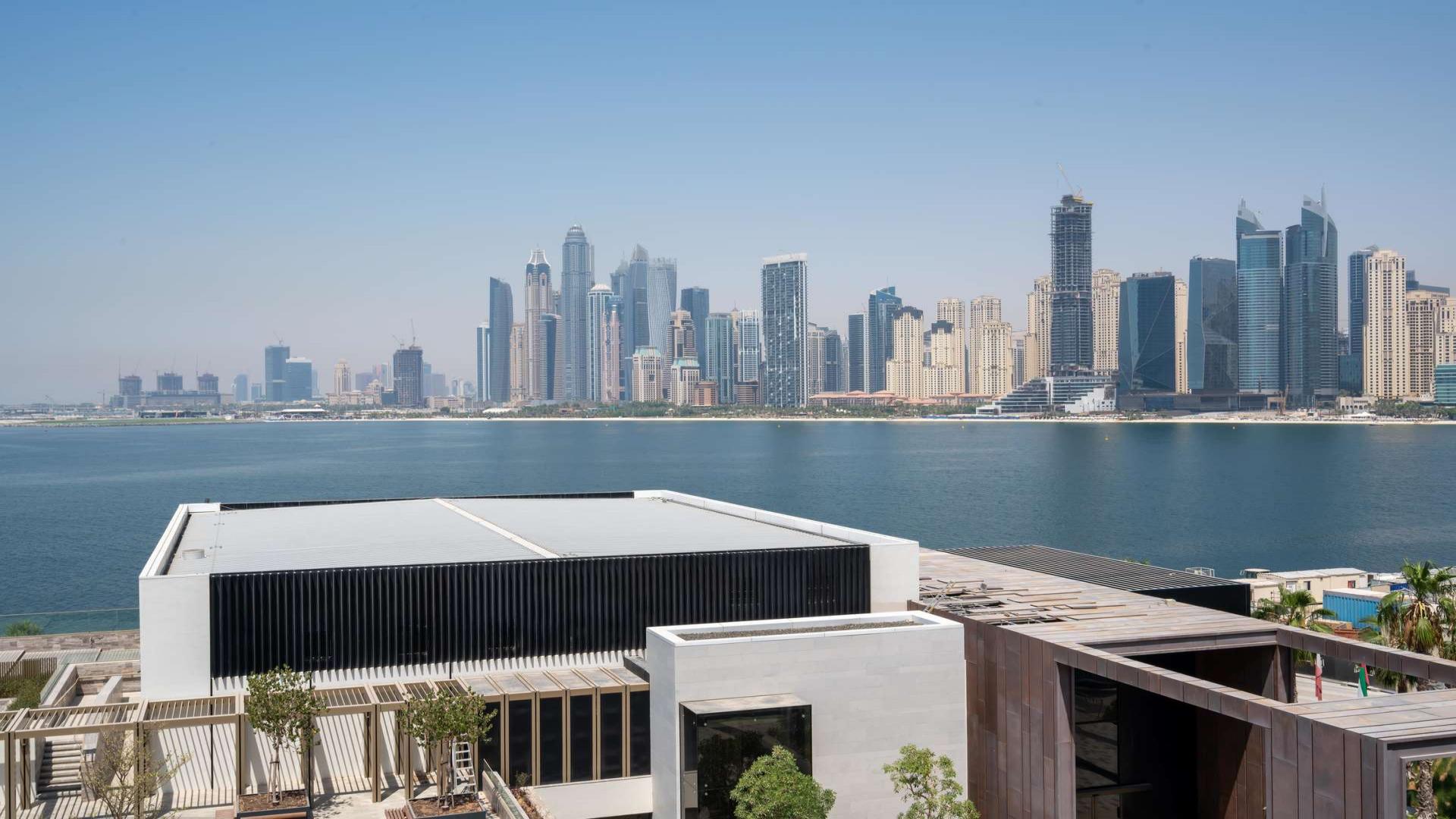 Luxurious furnished living room in Bluewaters apartment with stunning sea views, Dubai