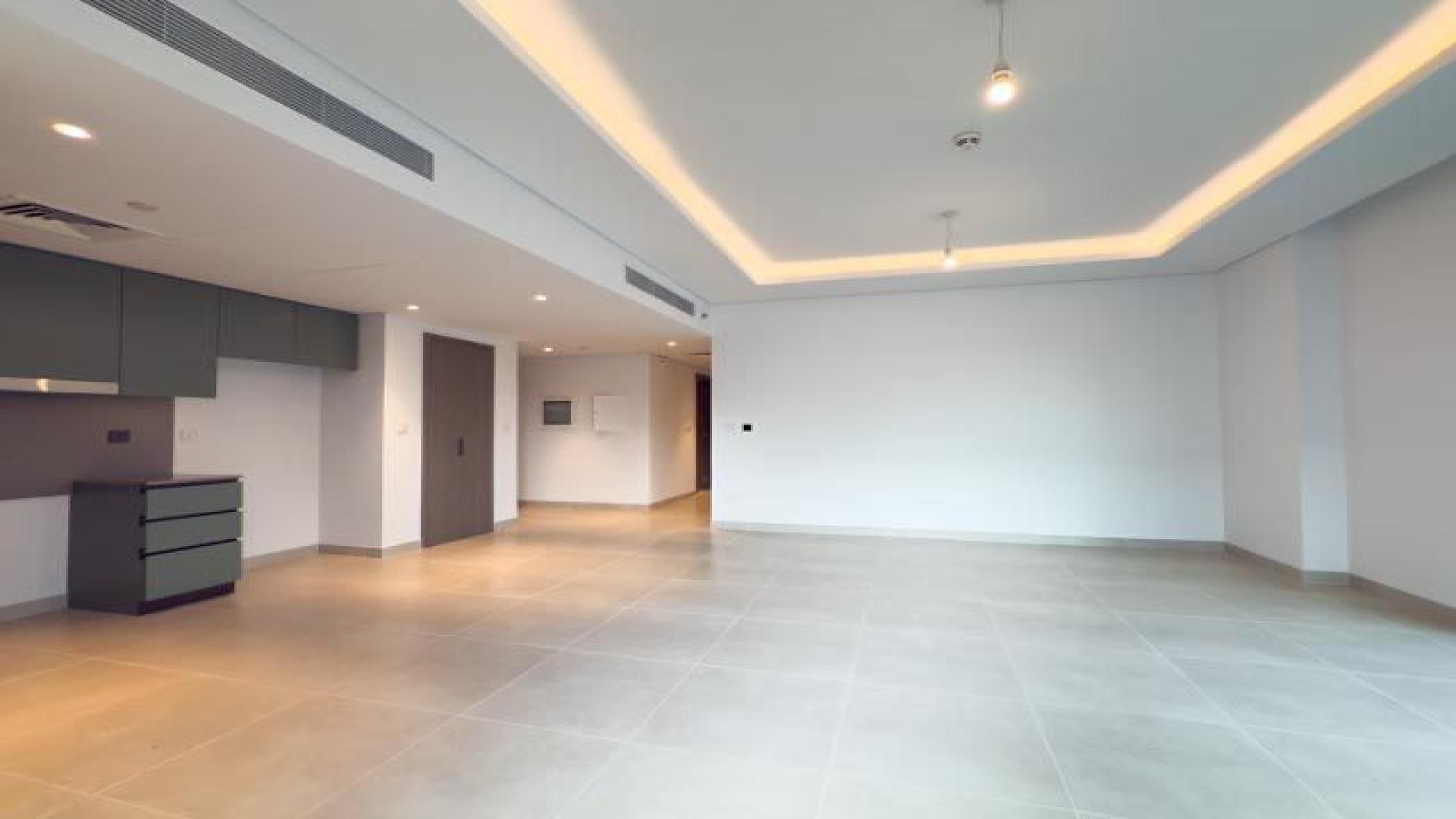 Spacious living area in 4-bedroom apartment, Creek Beach, Dubai Creek Harbour, for rent