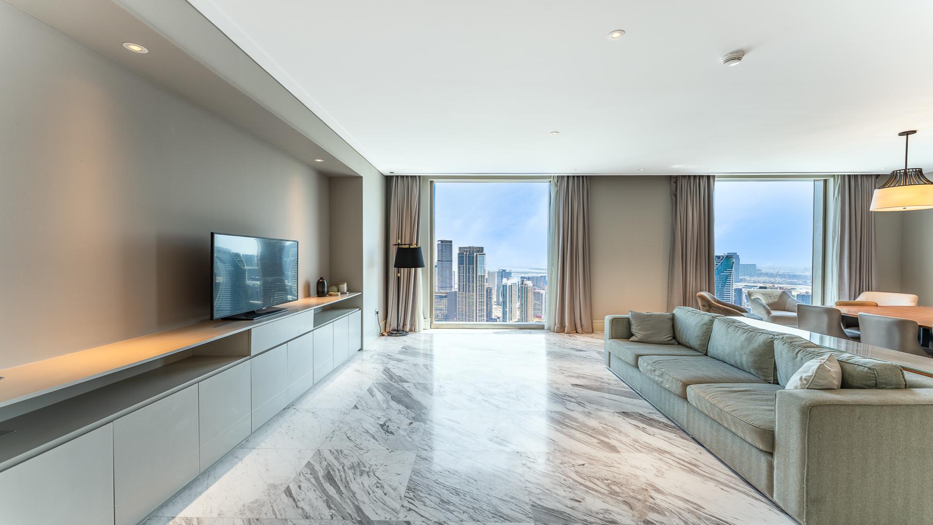 Luxury apartment living room with Burj Khalifa view, Downtown Dubai, Vida Residence