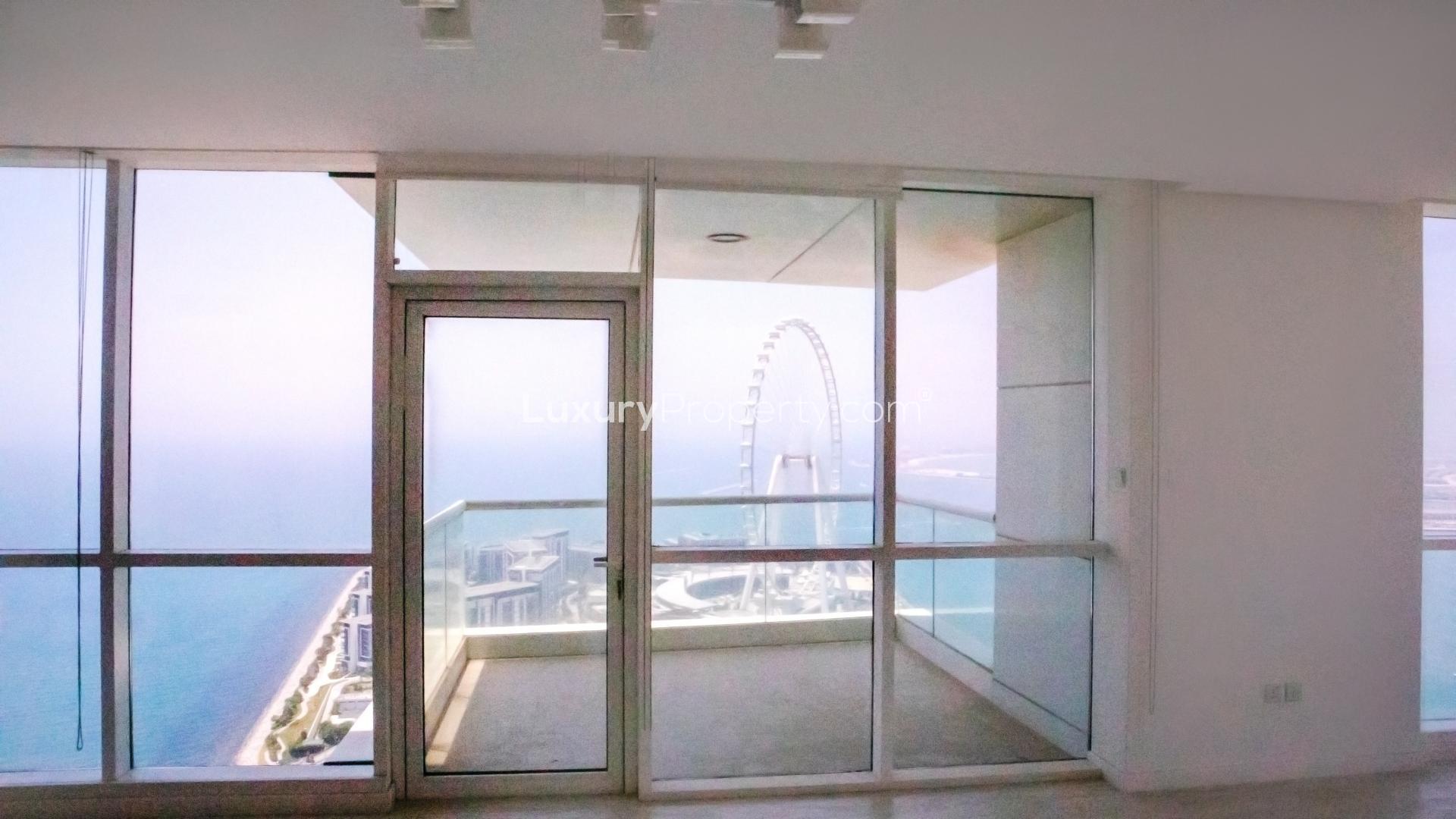 Stunning waterfront apartment kitchen with panoramic sea views in Al Bateen Residences