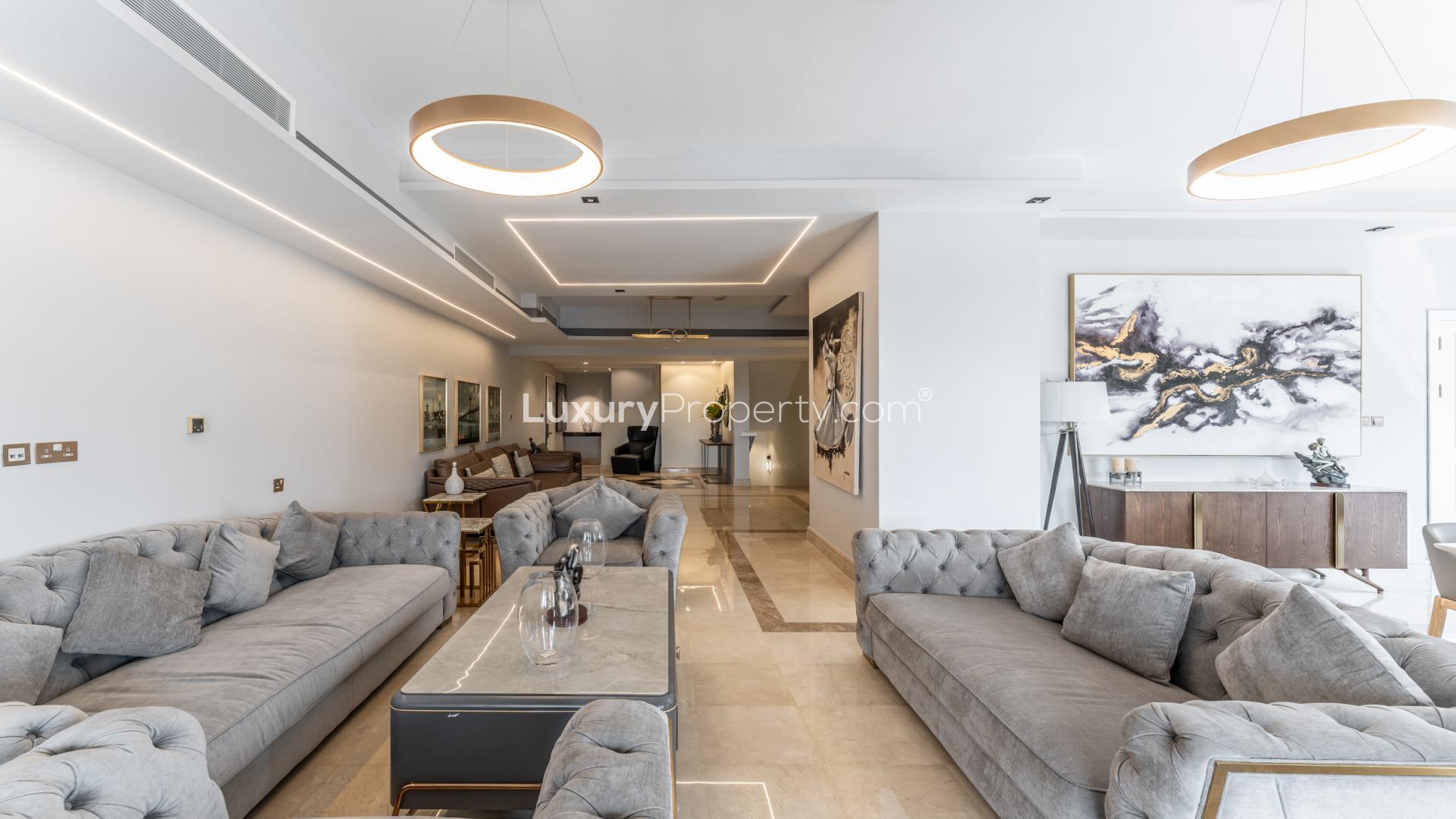 Modern dining area in Palm Jumeirah apartment with elegant decor and natural light