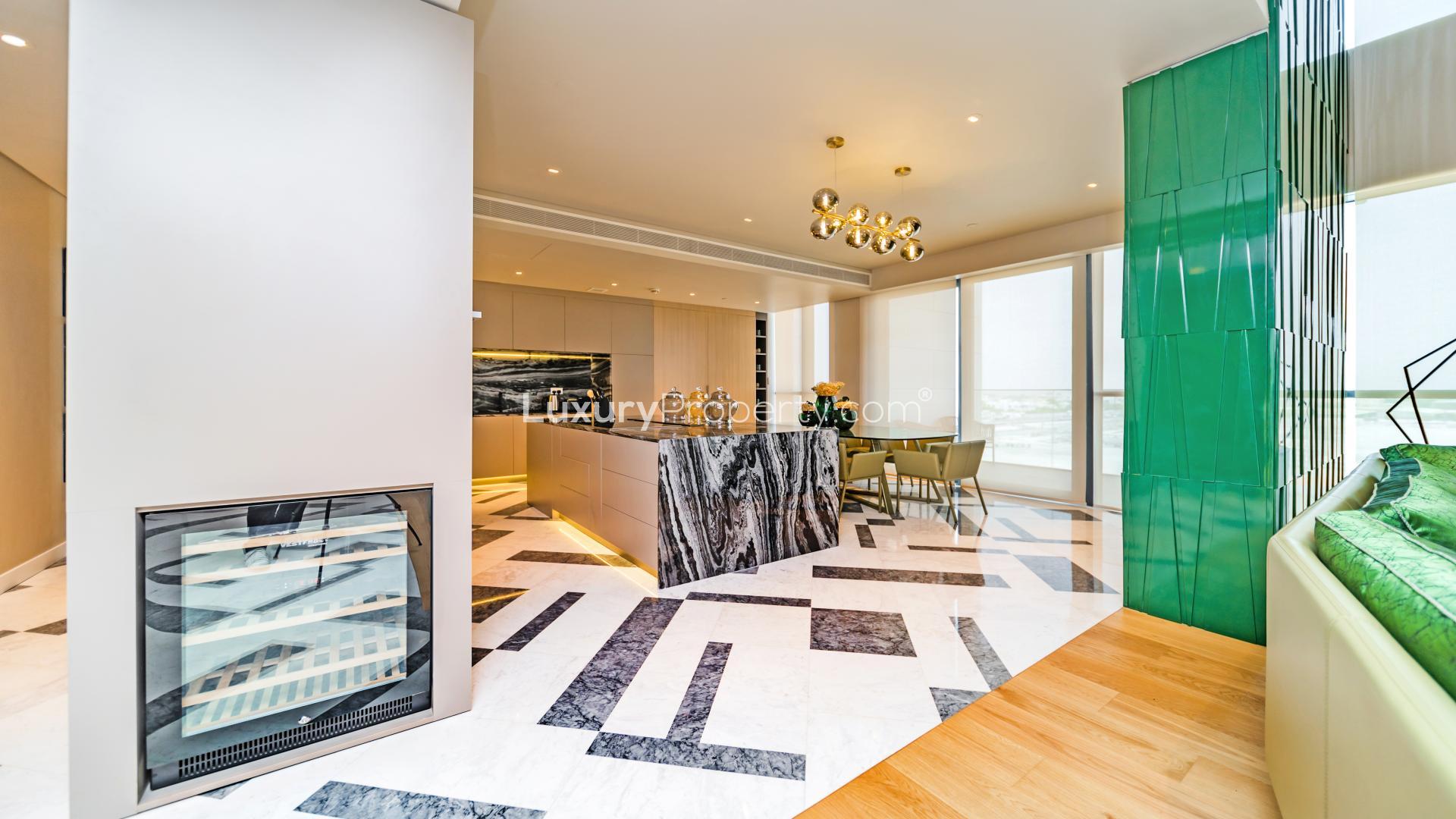 Luxurious living room in fully upgraded 4-bedroom apartment at City Walk, Building 13B