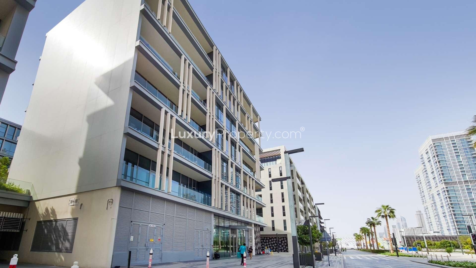 Penthouse balcony view overlooking City Walk, Building 3A, available for rent