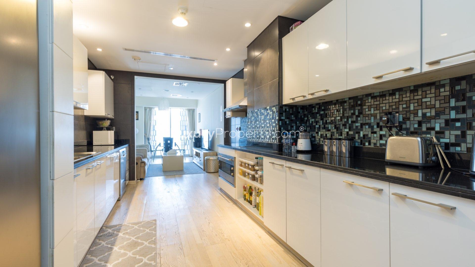 Dining area in upgraded Dubai Marina apartment, Cayan Tower, elegant decor, high floor