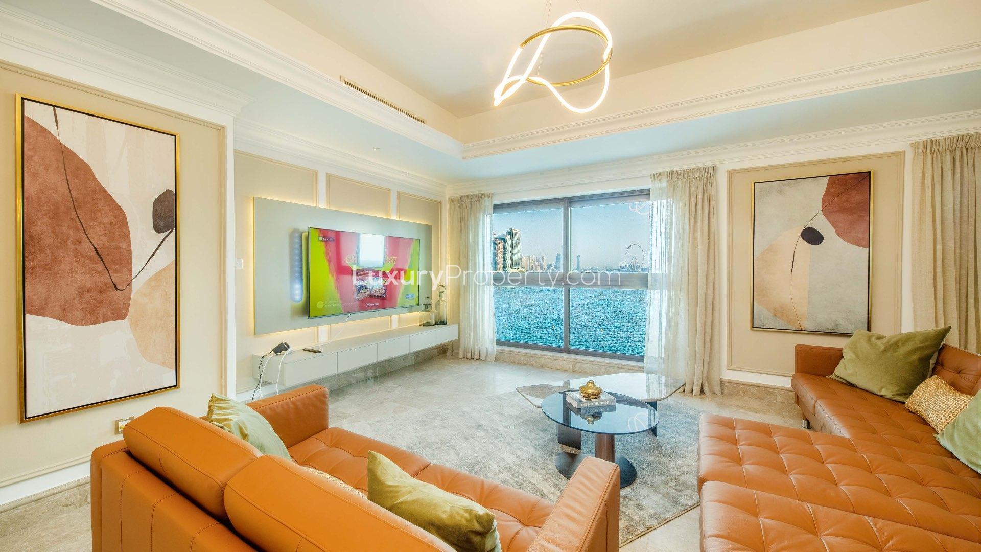 Penthouse view of Marina and Bluewaters skyline from Fairmont Residences, Palm Jumeirah beachfront