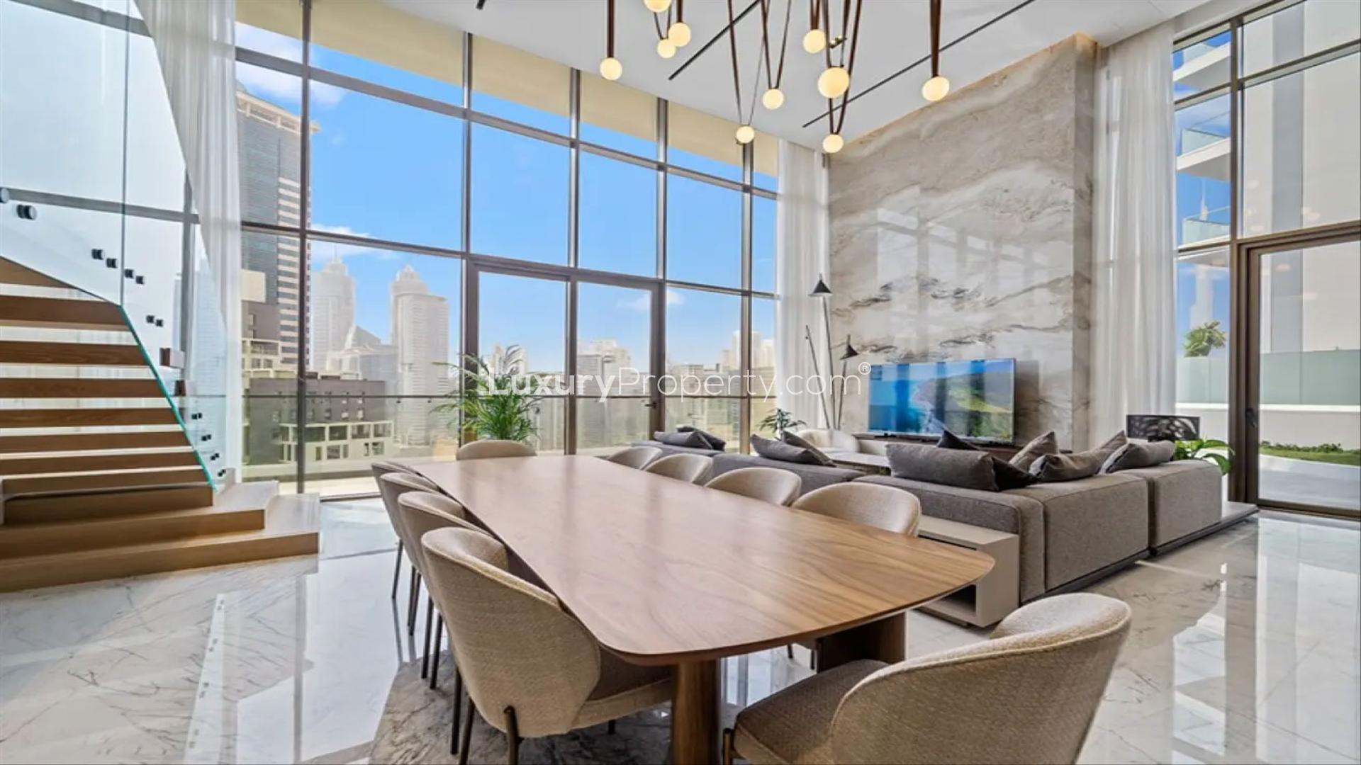 Luxurious living room in spacious 4-bedroom duplex, Business Bay, One of One Residences