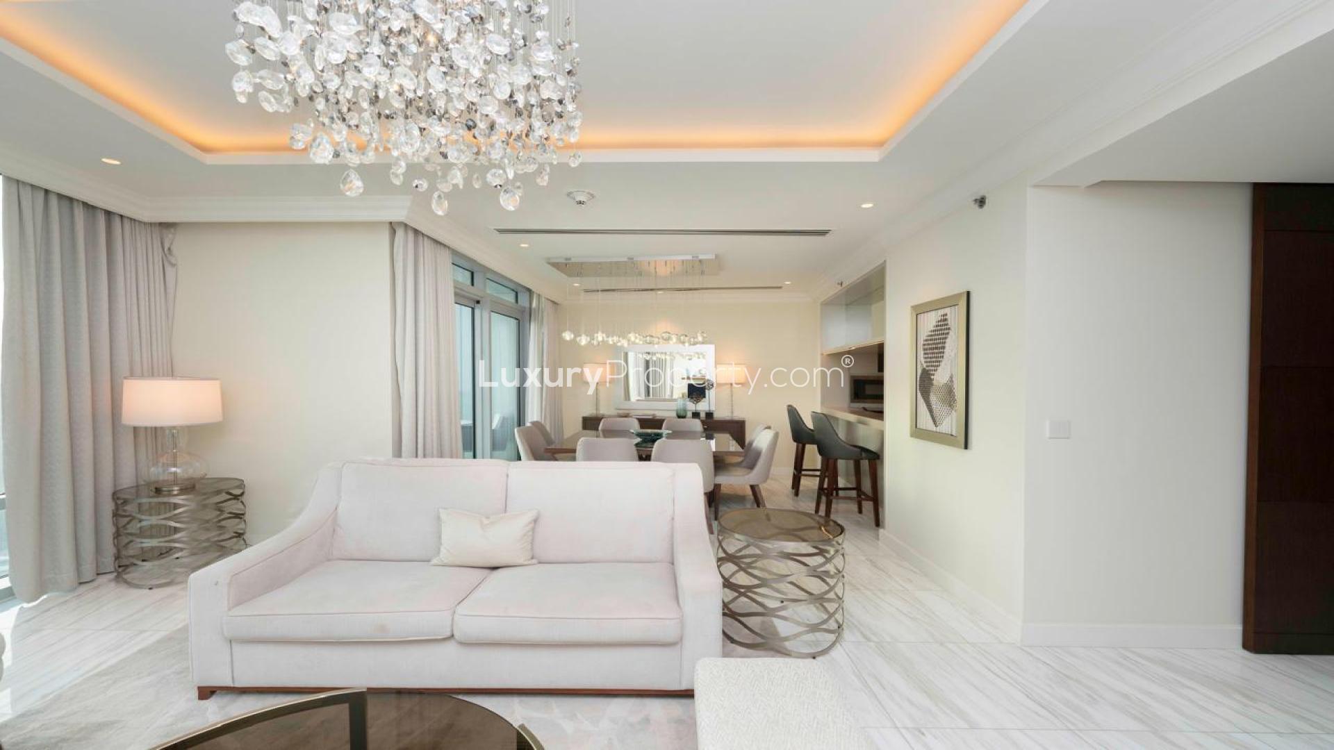 Luxury living room in 4-bedroom duplex with Burj Khalifa views, Downtown Dubai