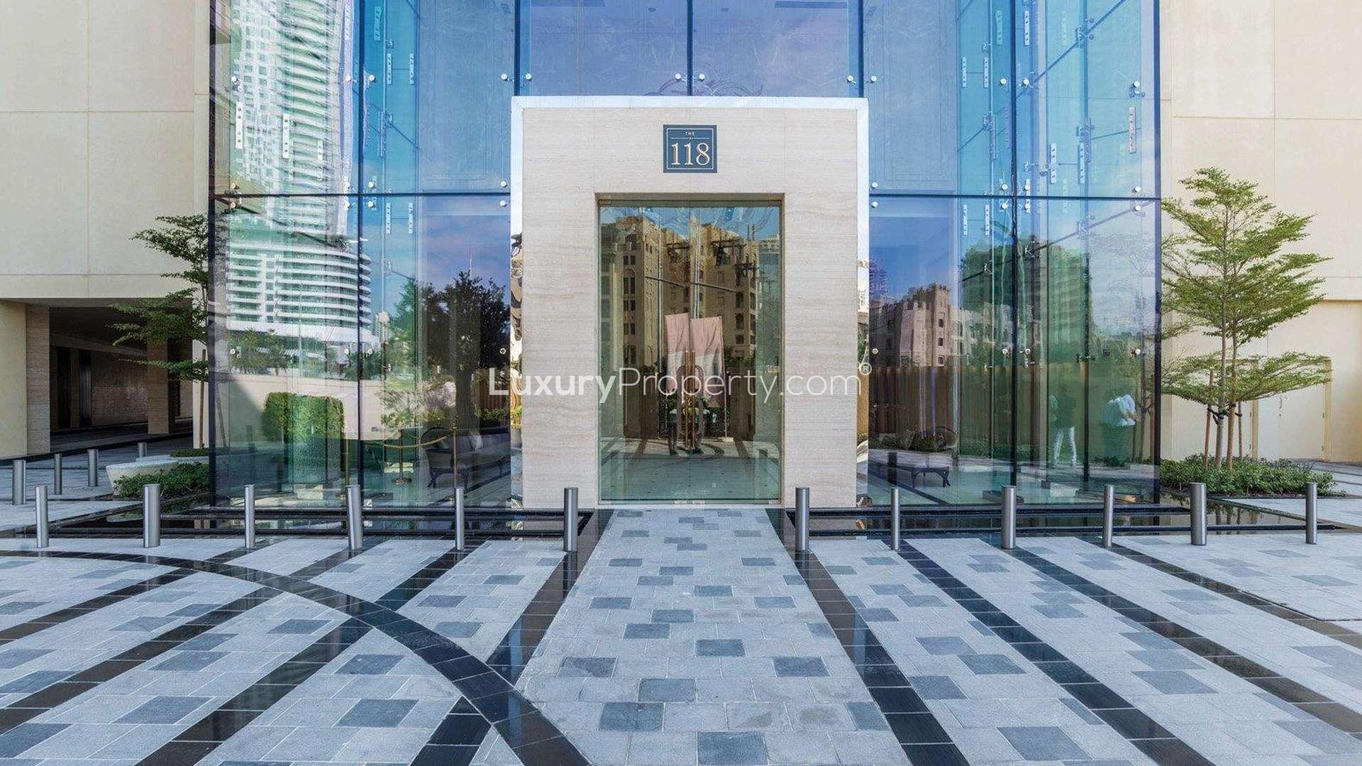 Luxurious lobby of modern penthouse at The 118 Downtown, Dubai with elegant decor