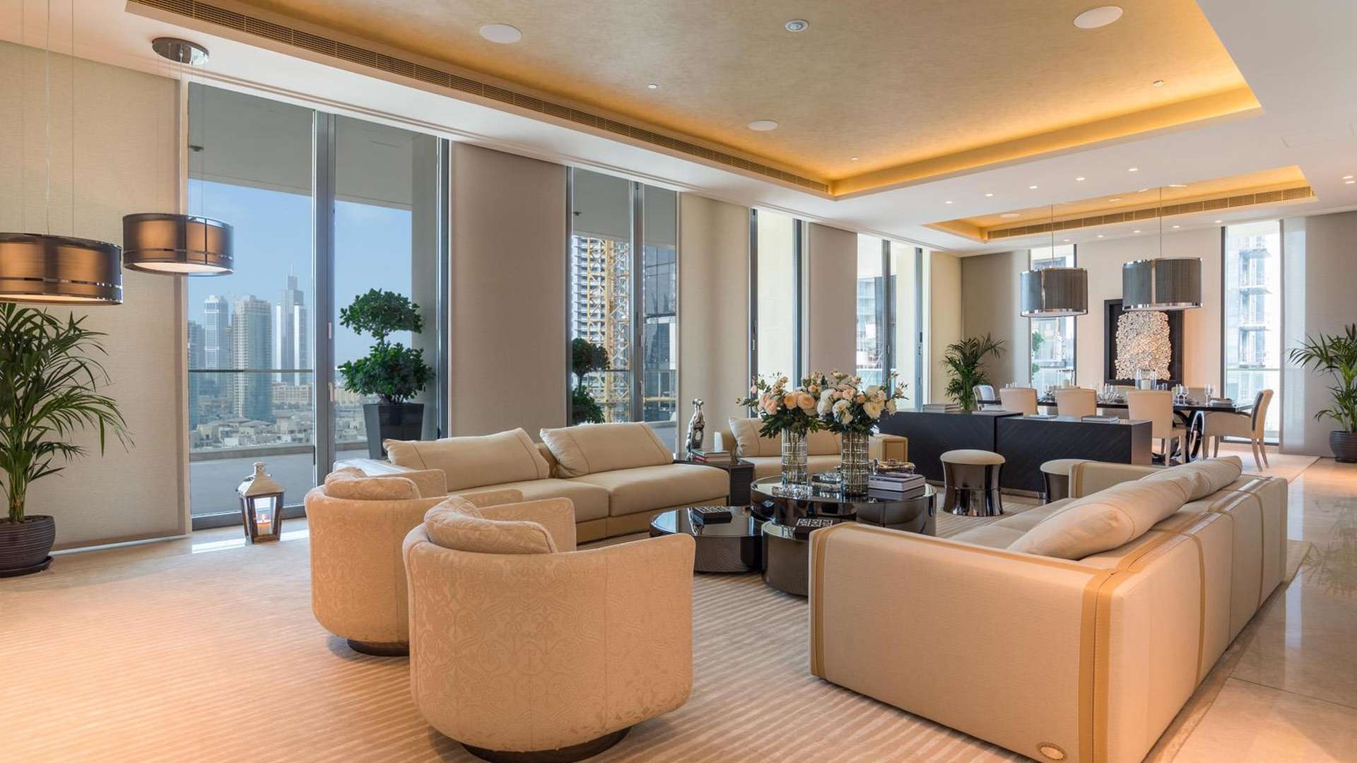 Luxury penthouse dining area with city views at The 118, Downtown Dubai