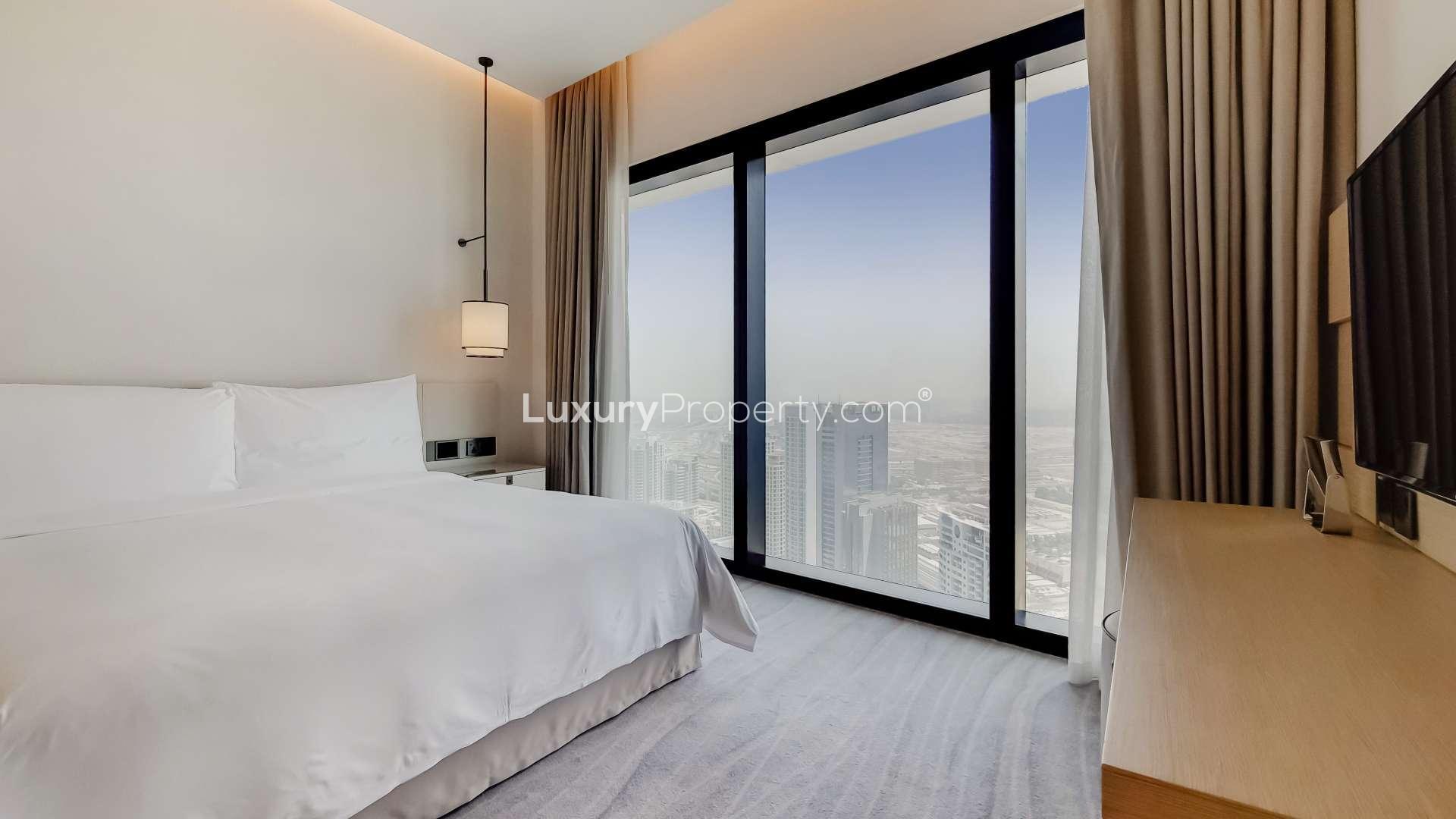 High-floor apartment balcony with stunning sea views at The Address Jumeirah Resort
