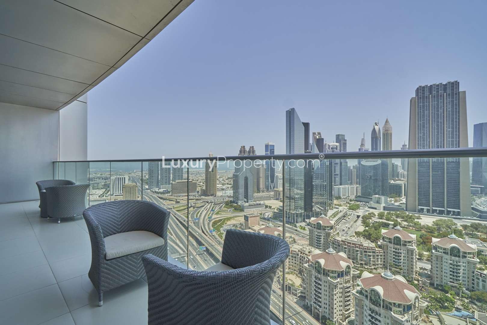 Luxurious balcony view from four-bedroom apartment in The Address The Blvd, Downtown Dubai