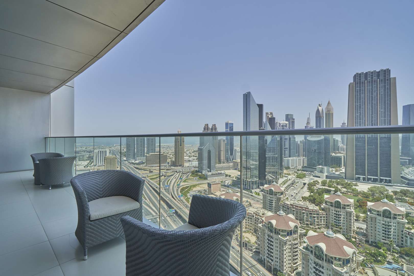 Luxurious balcony view from four-bedroom apartment in The Address The Blvd, Downtown Dubai