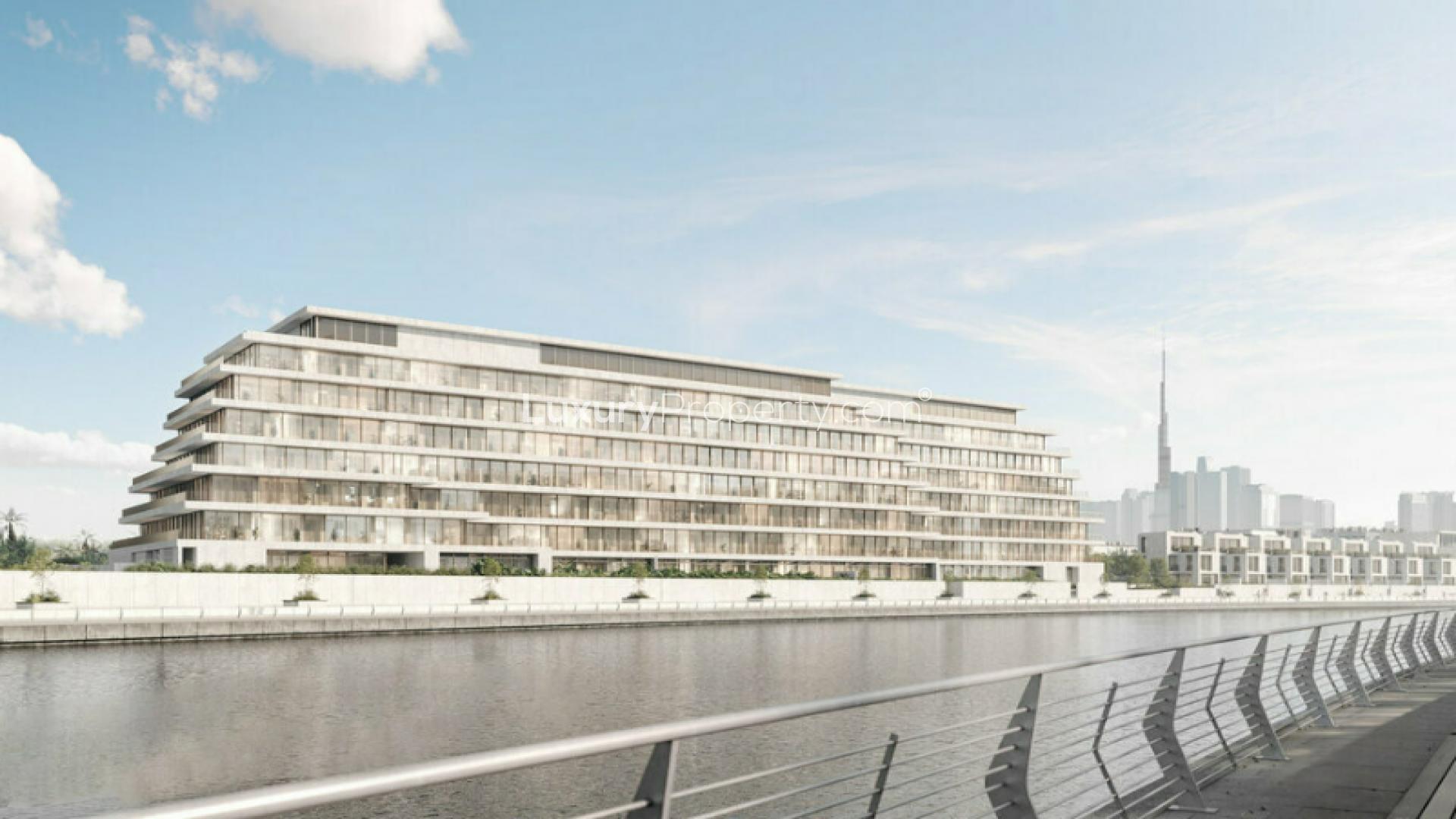 Luxurious bedroom in four-bed apartment, Eden House, Al Satwa. Modern design, spacious layout