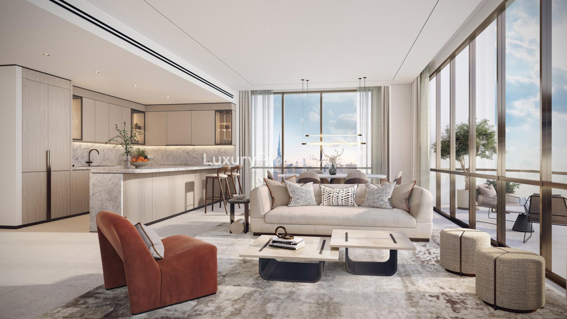 Luxury apartment with pool view in Atélis, Dubai Design District, for sale